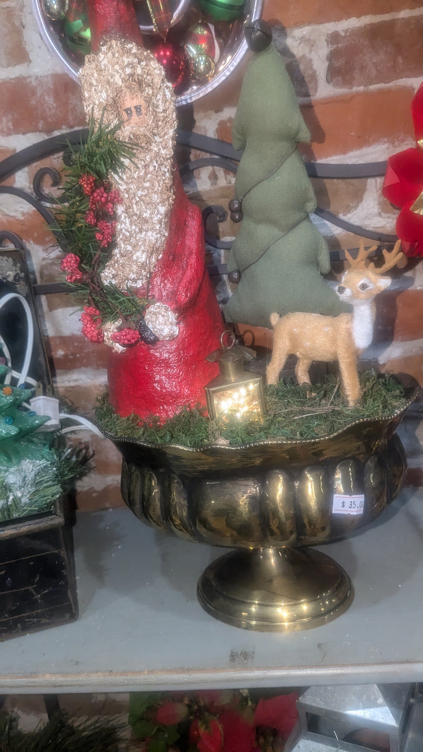 Christmas Vinette or assemblage paper mache santa