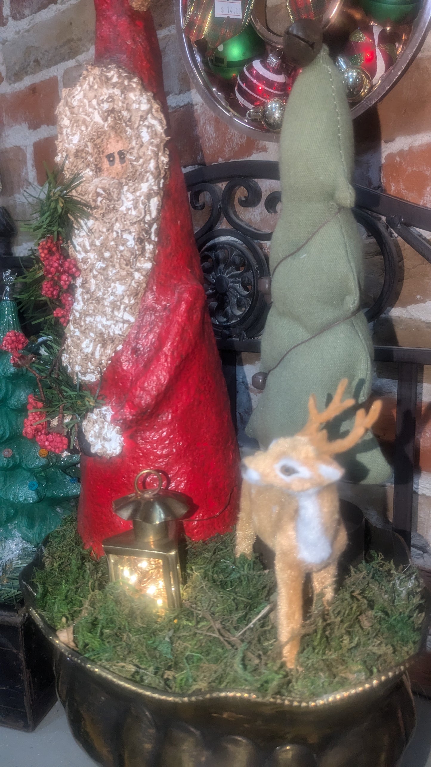 Christmas Vinette or assemblage paper mache santa