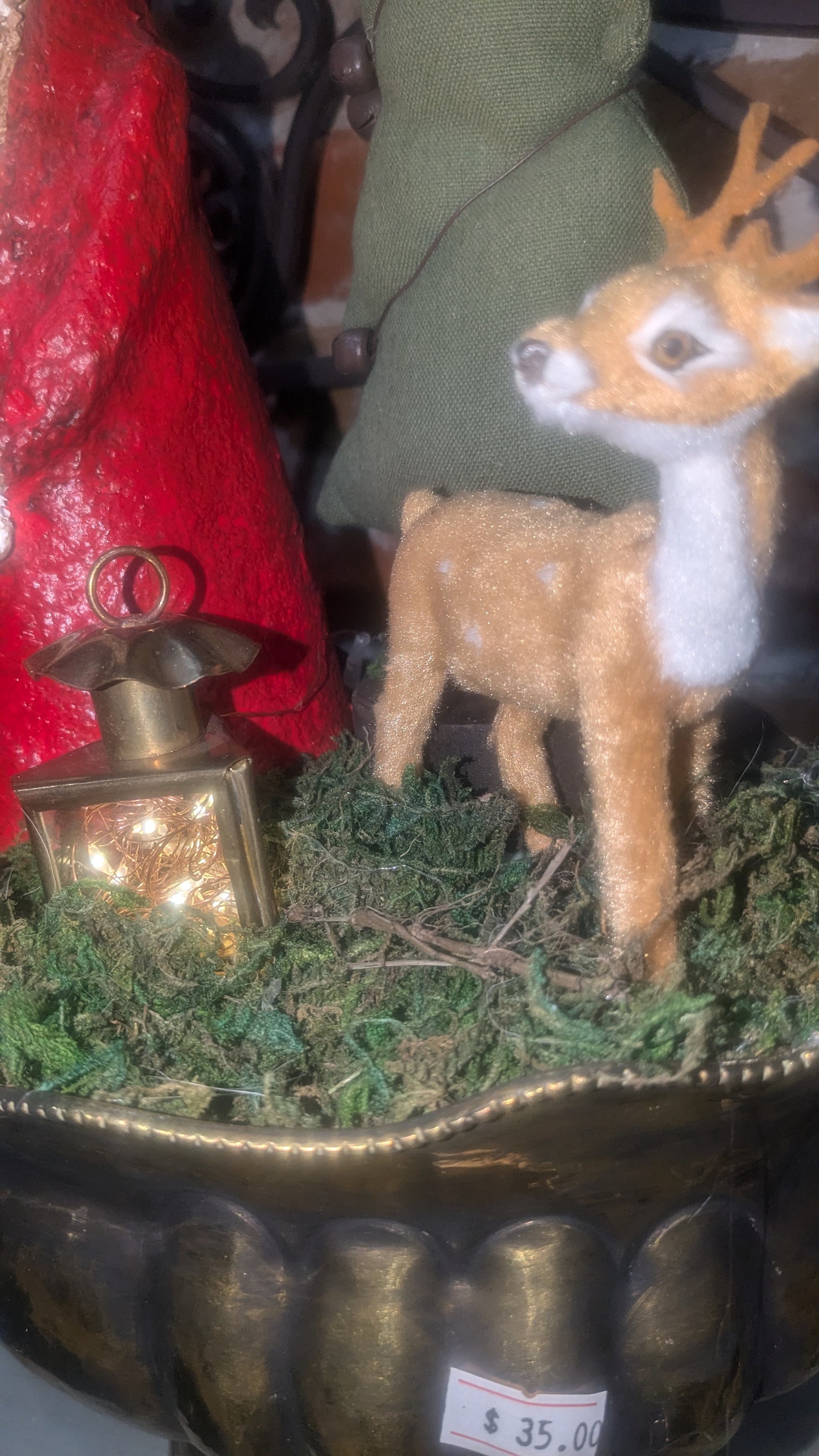 Christmas Vinette or assemblage paper mache santa