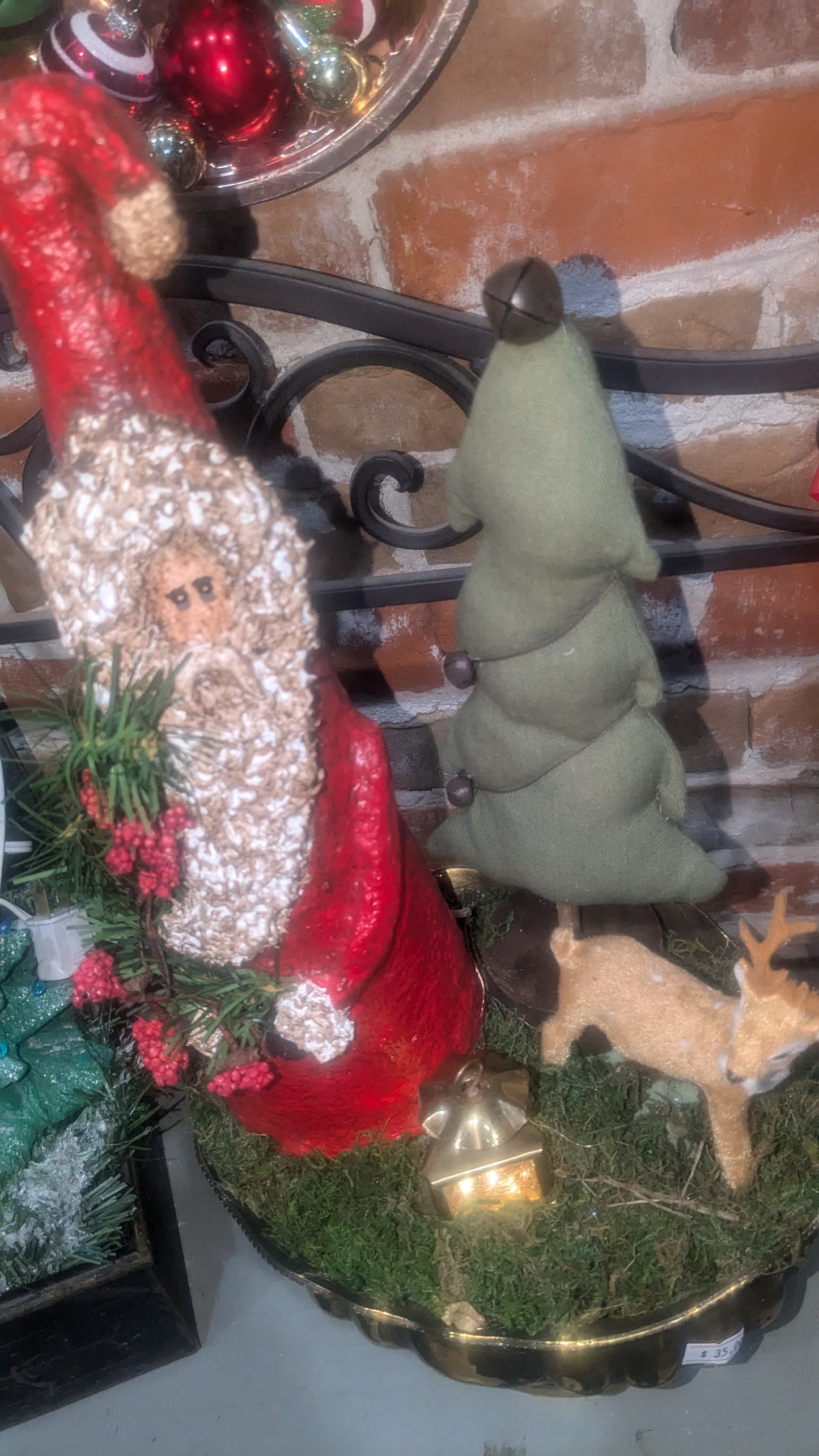 Christmas Vinette or assemblage paper mache santa
