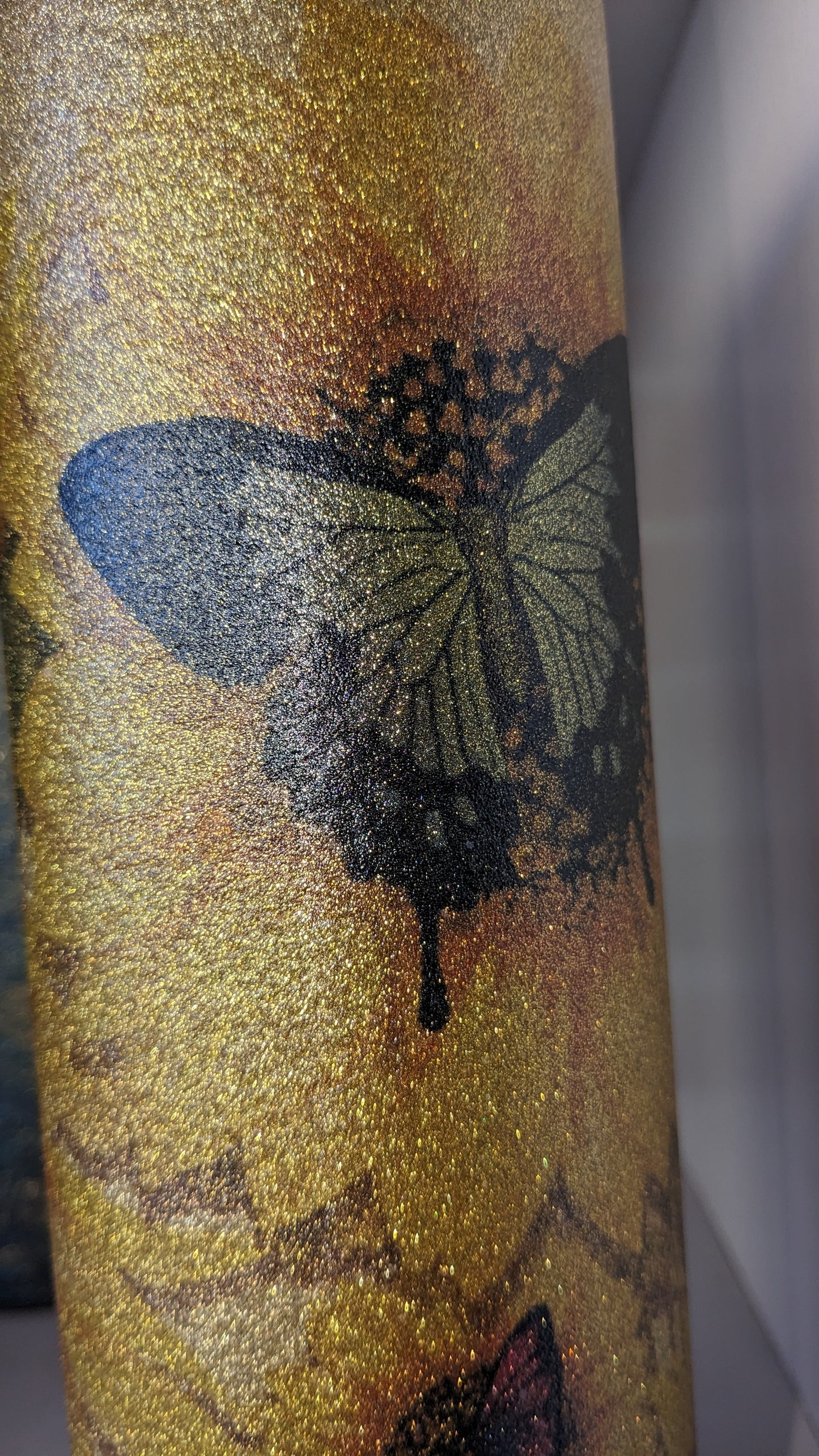 20 Oz Stainless Steel Insulated Glitter Tumbler Butterflies And Sunflowers 20gb