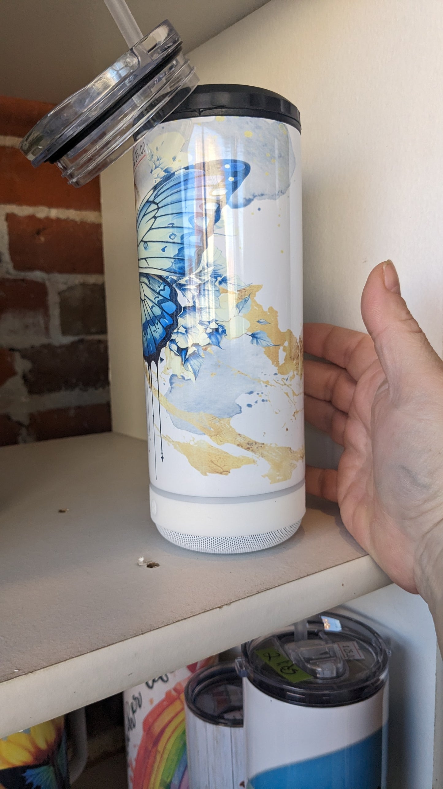 17 Oz Speaker Tumbler With Butterfly
