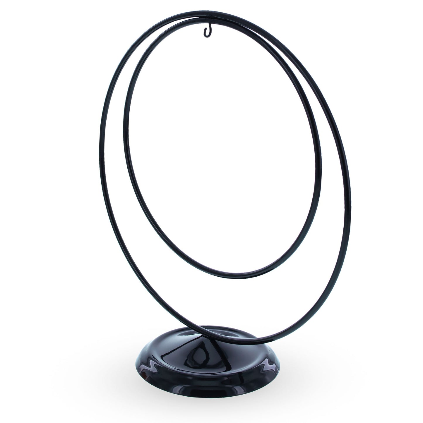 Contemporary Double Circle Black Painted Metal Ornament Display Stand 8.2 Inches (Poland)