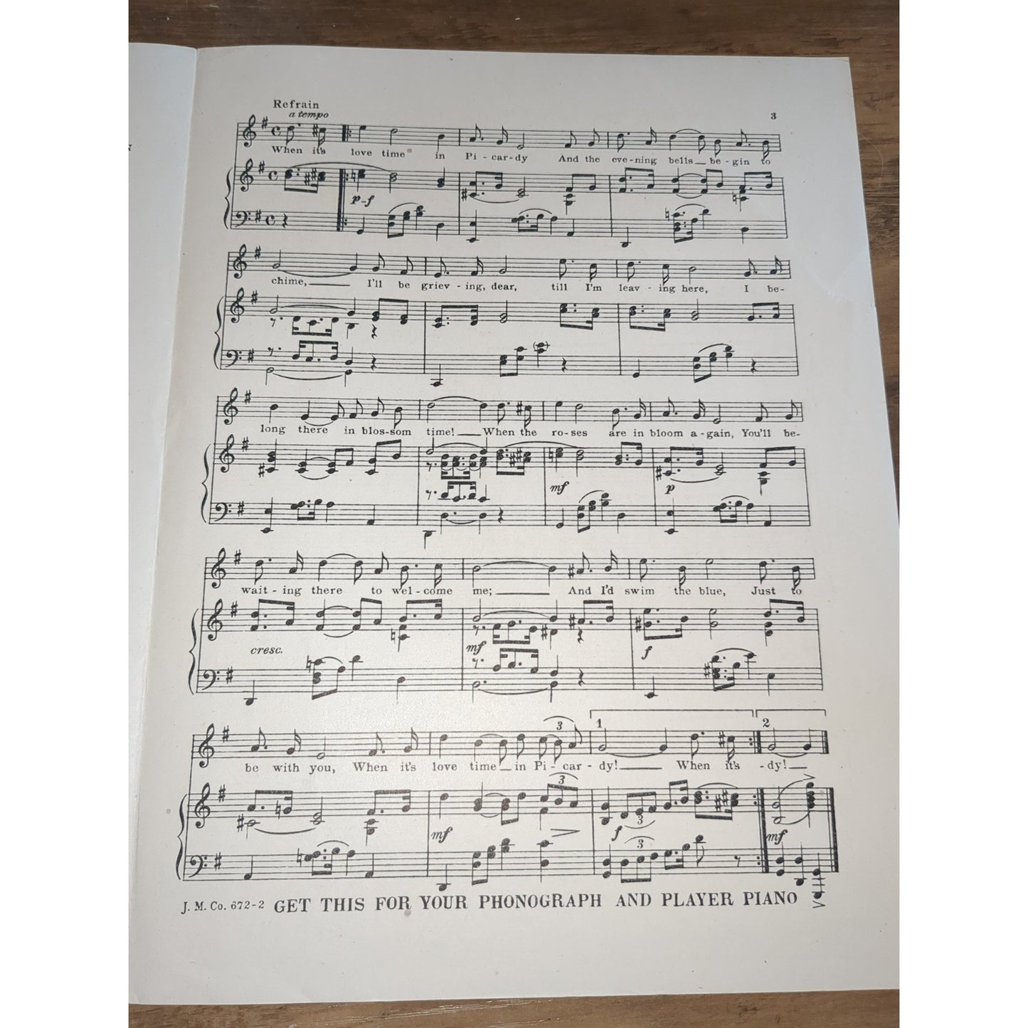 When It's Love Time In Picardy 1919 WWI Pretty Girl Vintage Sheet Music