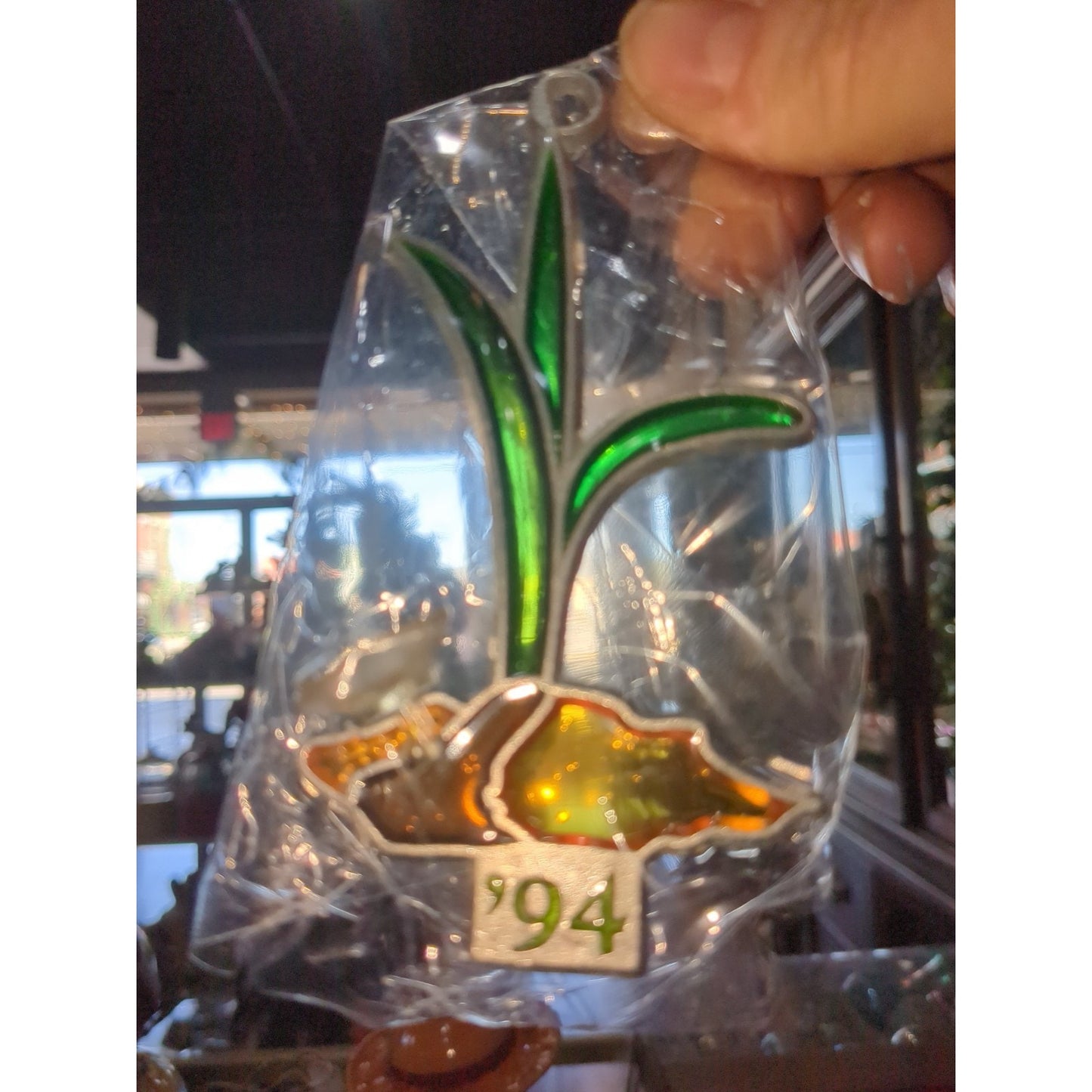 Lorsban 15G stained Glass Look Ornaments, Corn Kernel And Stalk 1990's. Lorsban