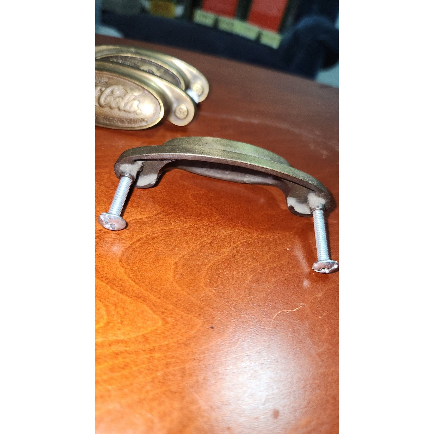 COCA-COLA Coke Brass Cup Handle Drawer Pull Knob Nostalgic Decor Hardware