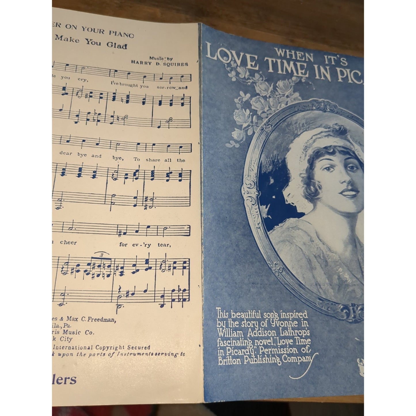 When It's Love Time In Picardy 1919 WWI Pretty Girl Vintage Sheet Music