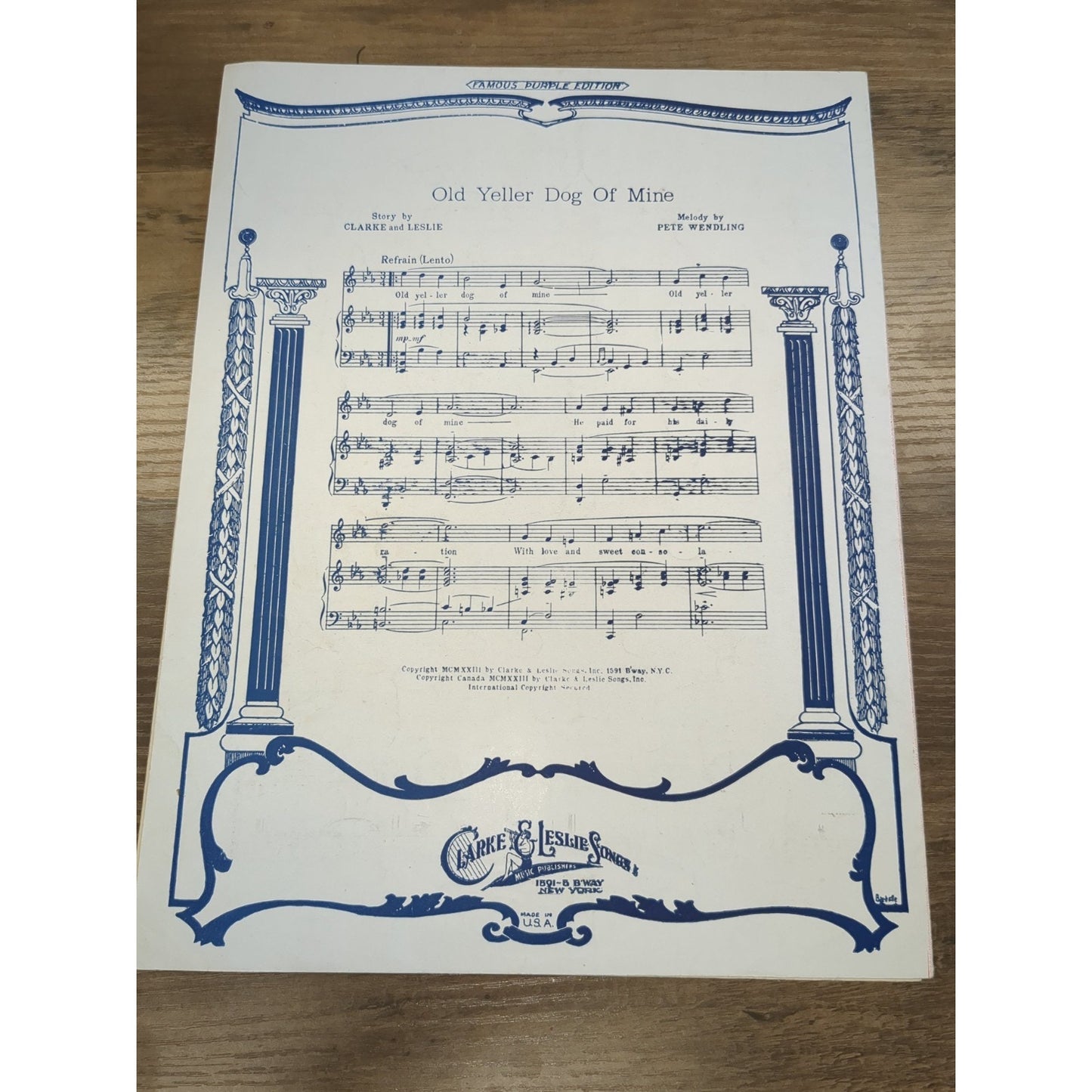 Dreary Weather: Univ of Penn. Fox Trot - 1924 sheet music - Fred & Tom Waring