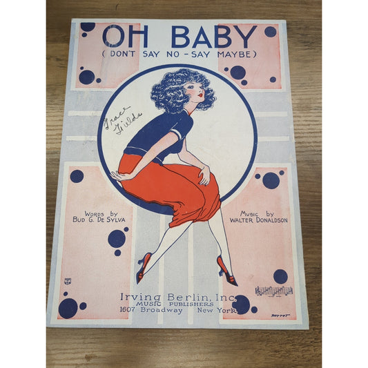 Vintage 1924 Sheet Music, "Oh, Baby - Don't Say No - Say Maybe" Irving Berlin