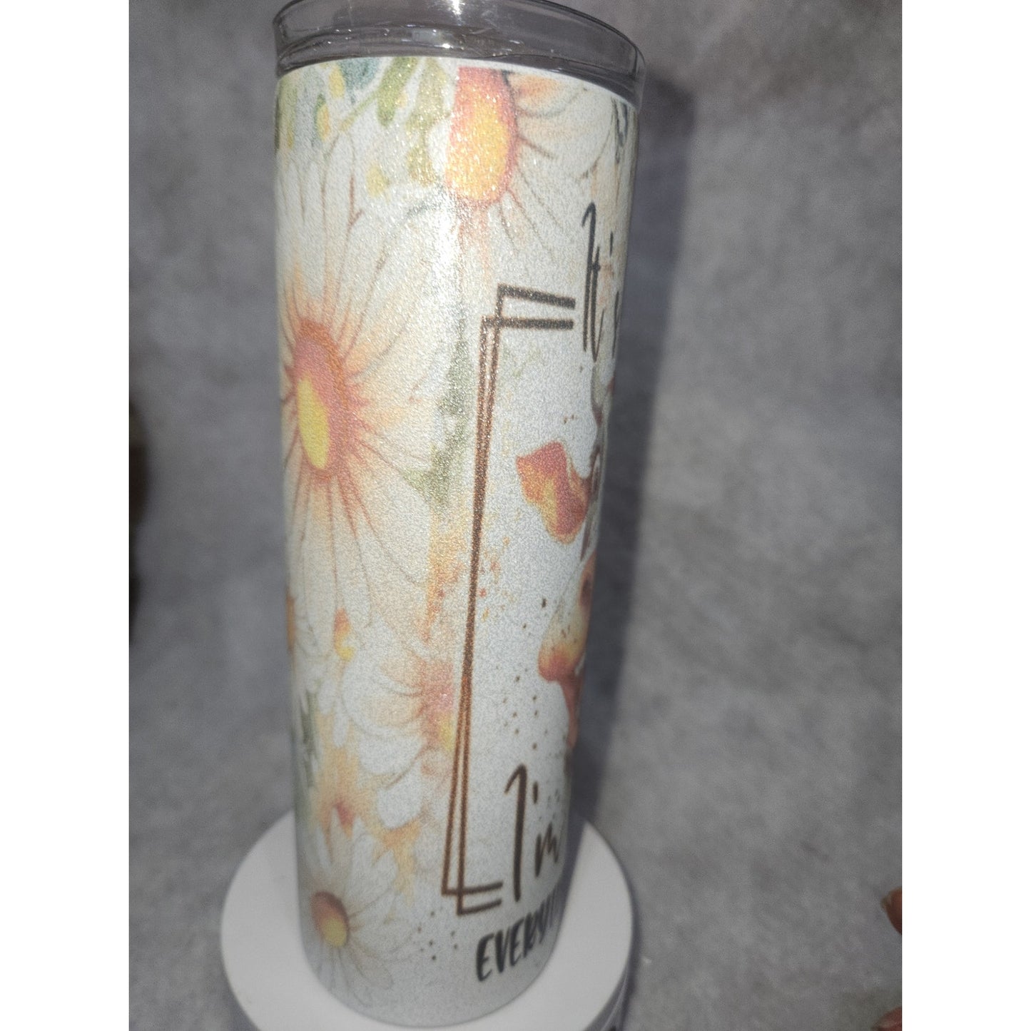 20 oz Stainless Steel Glitter Tumbler Cow I Fine Everything's Fine