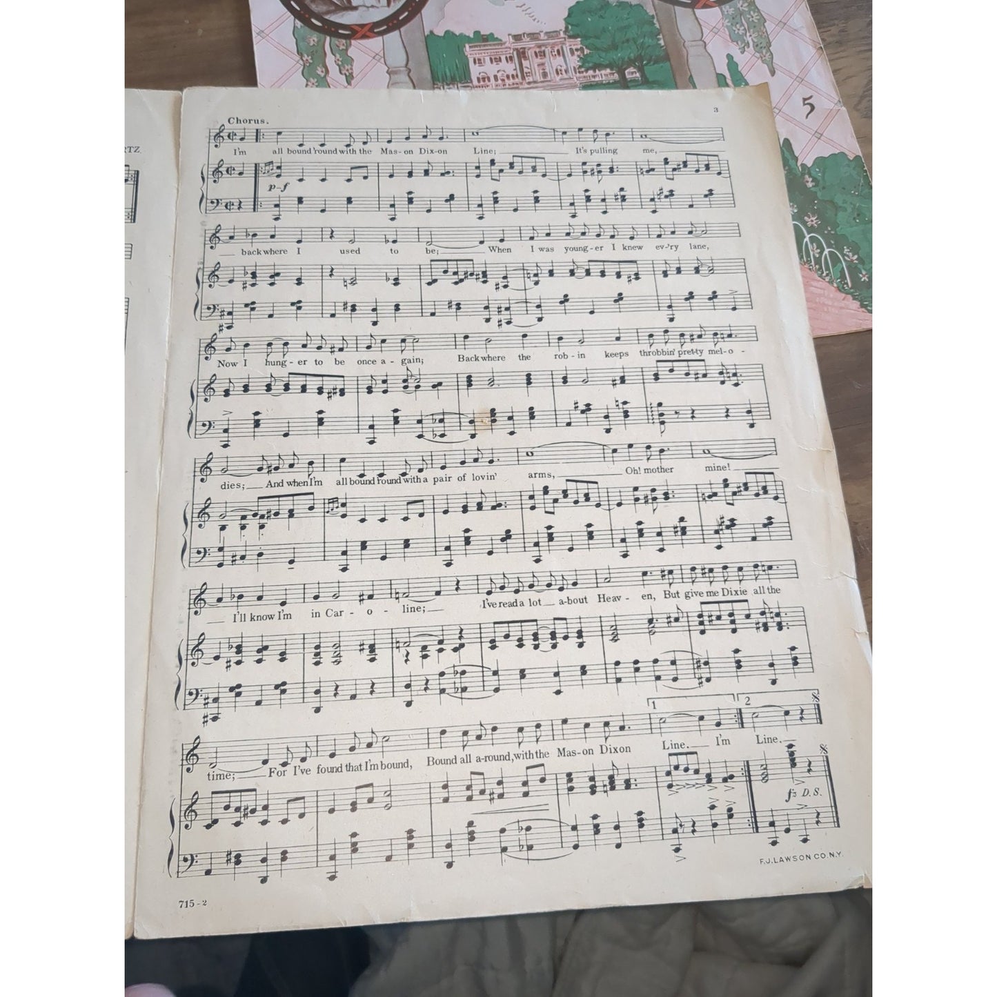 Lot Of Three Vintage Sheet Music. Dixie Blues, Mason Dixon Line, Mother Dixie &