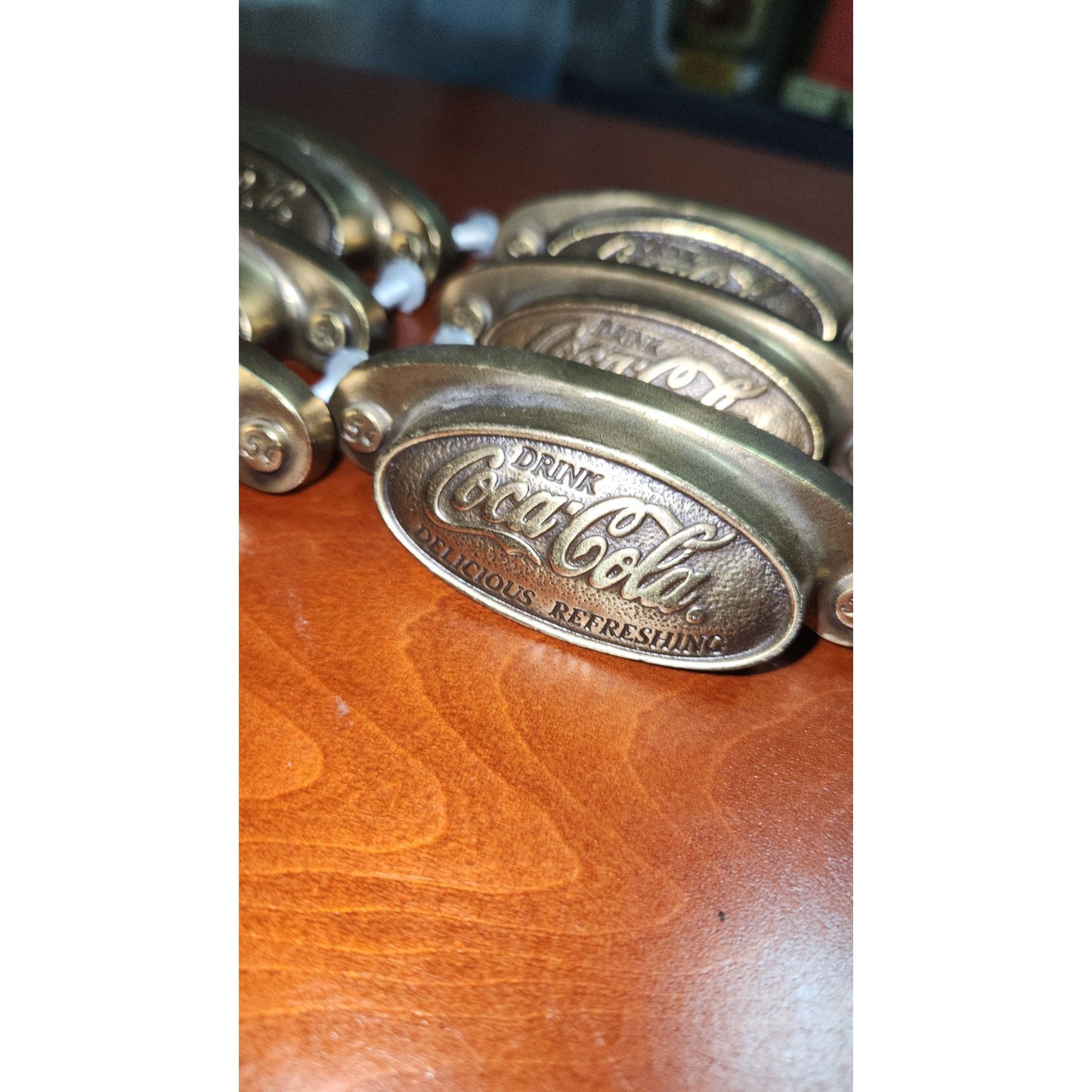 COCA-COLA Coke Brass Cup Handle Drawer Pull Knob Nostalgic Decor Hardware