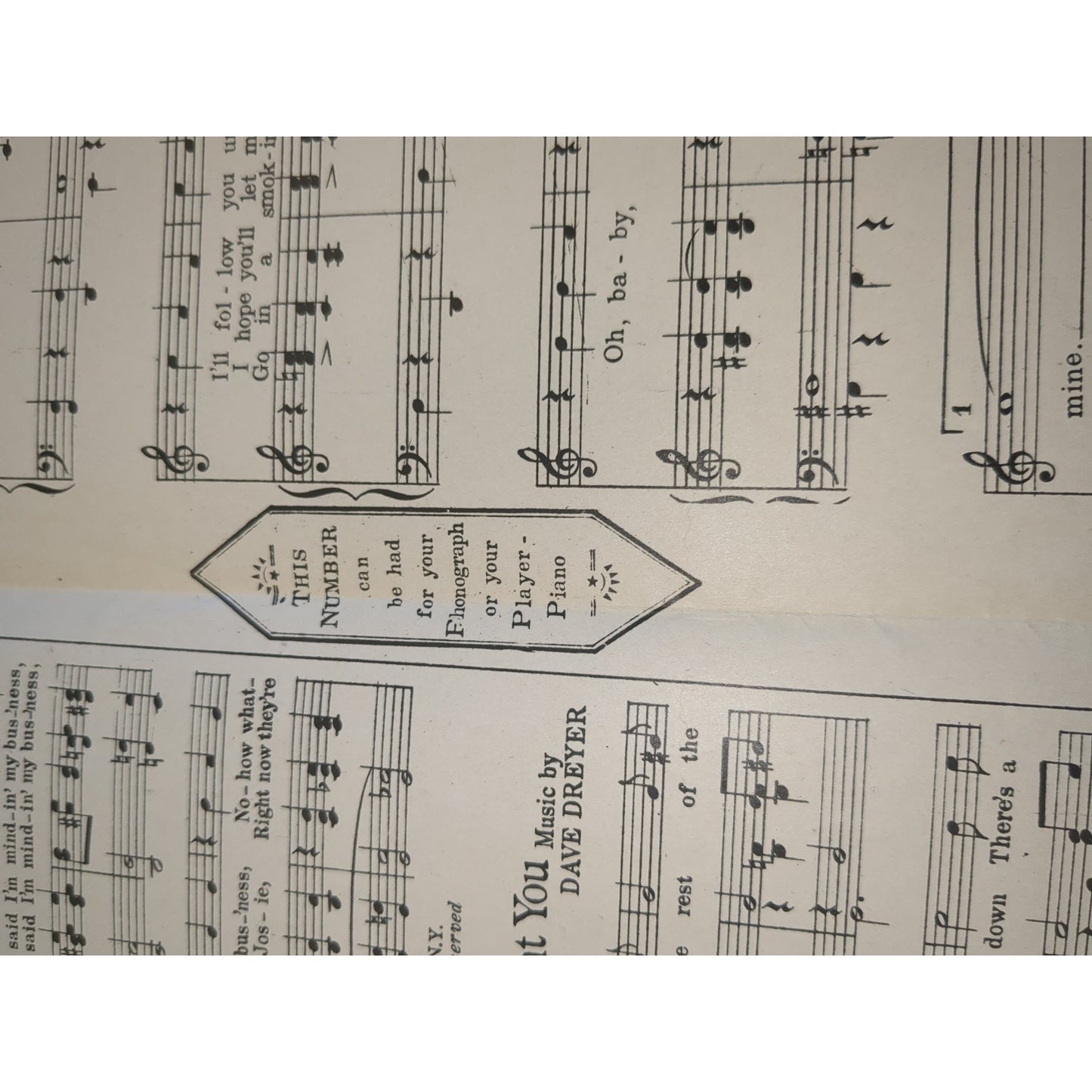 Vintage 1924 Sheet Music, "Oh, Baby - Don't Say No - Say Maybe" Irving Berlin