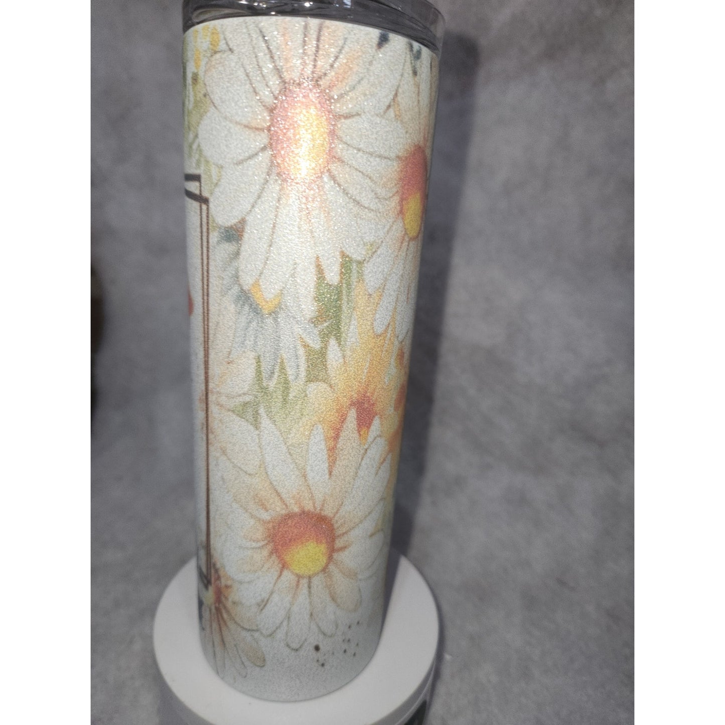 20 oz Stainless Steel Glitter Tumbler Cow I Fine Everything's Fine