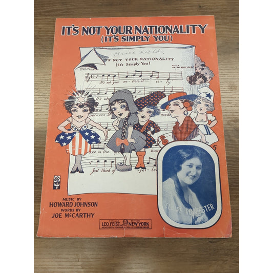 It's Not Your Nationality (It's Simply You) - 1916 large sheet music