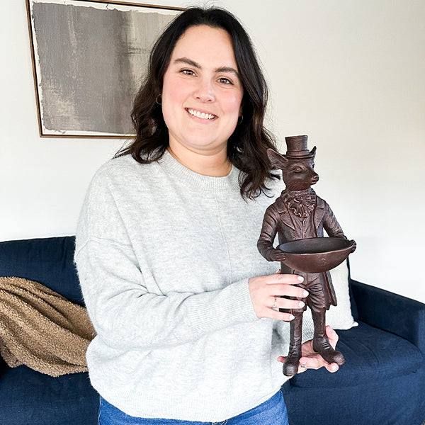 Standing Fox Bronze Bowl | Dapper Critters Collection NOT AVAILABLE AT MINDEN LOCATION