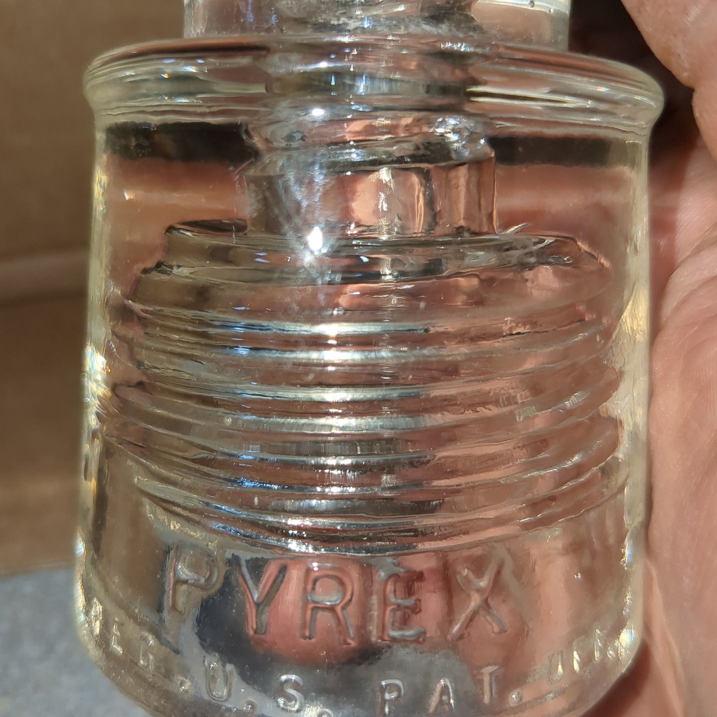 Vintage clear glass Pyrex insulator