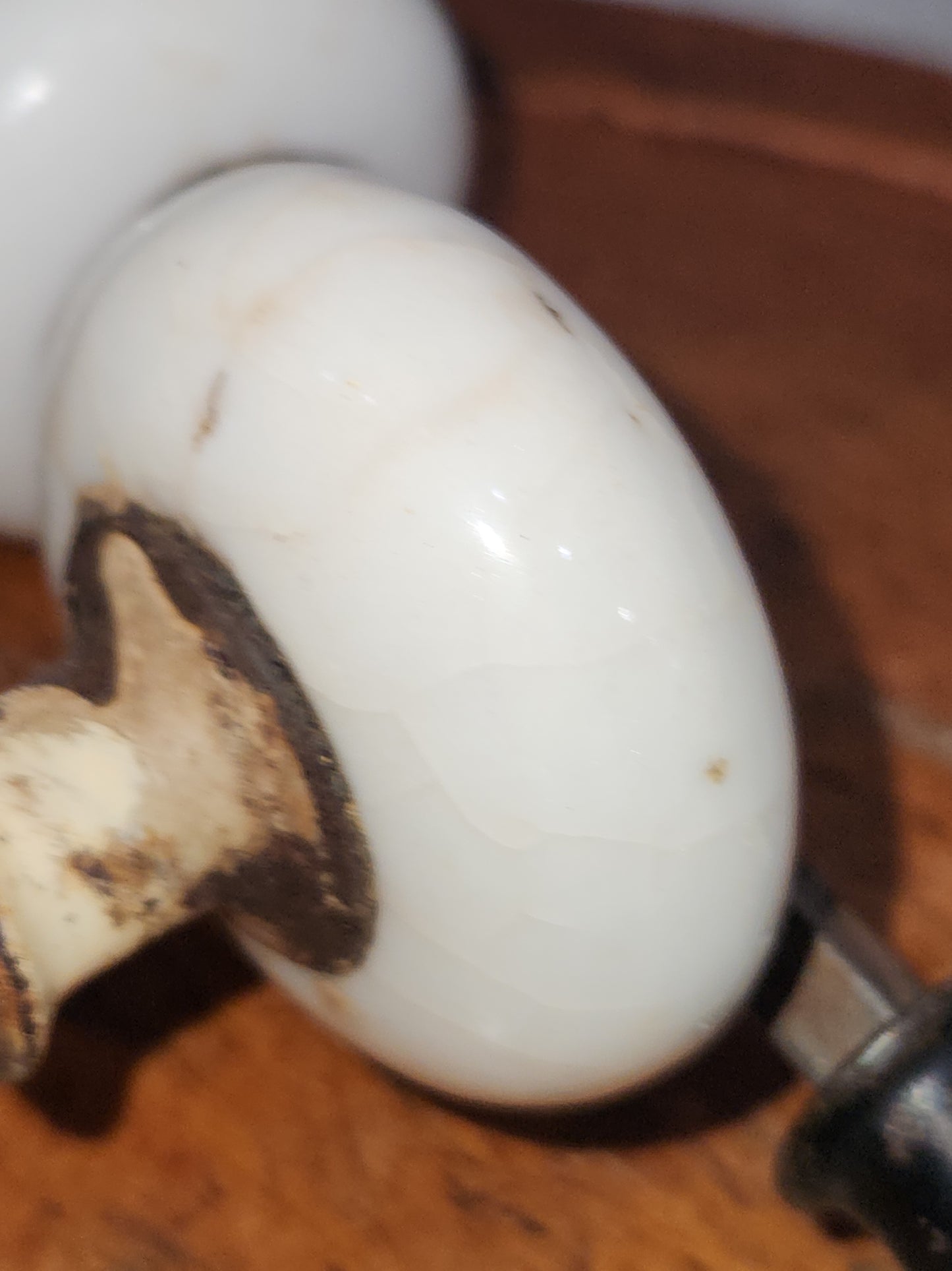 Vintage Antique ONE set of White Porcelain door knobs kn15. Recieve ONE set of 2 knobs attached to a stem