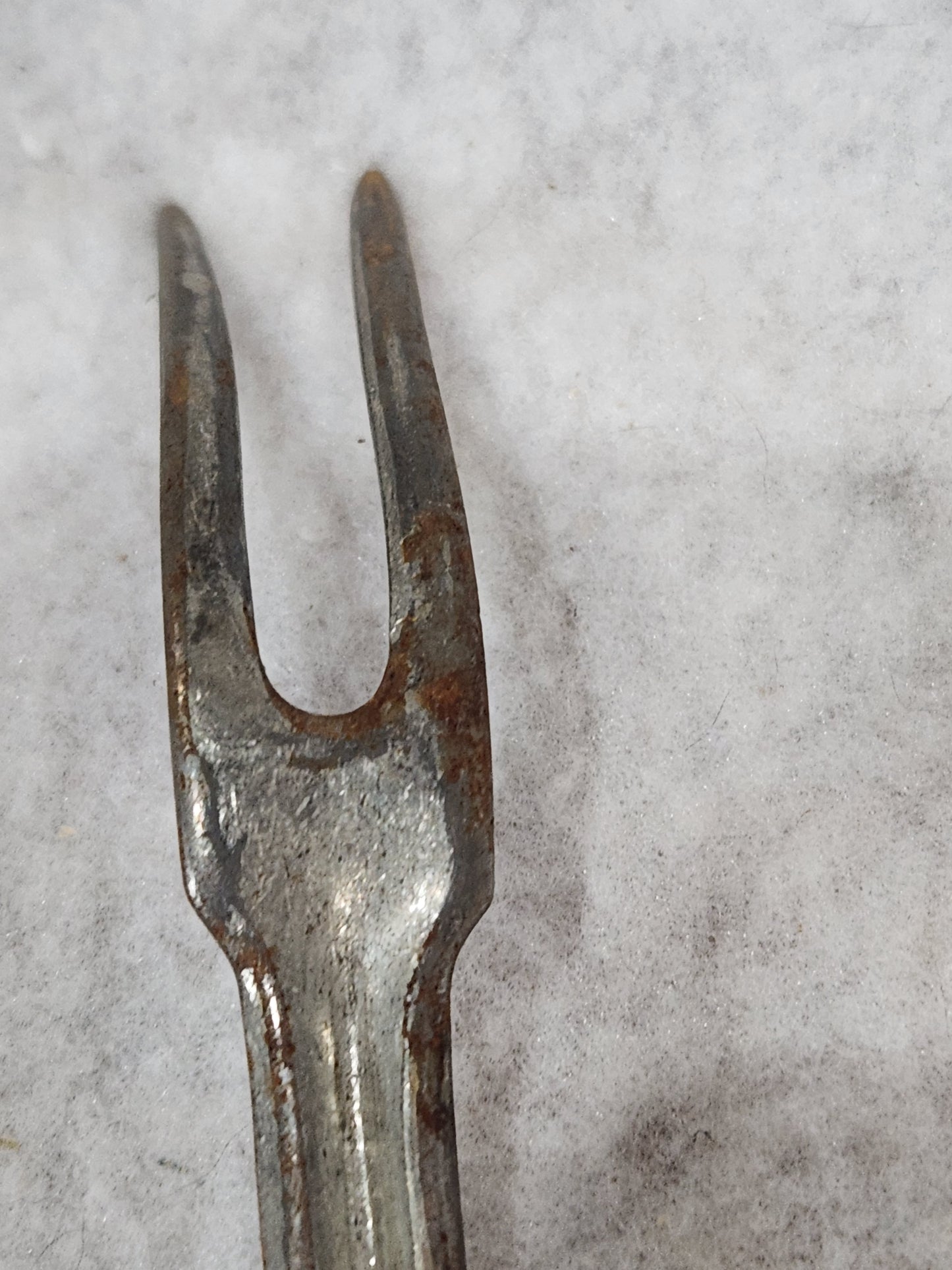 Antique Metal Two Pronged Serving Fork heavy kit66