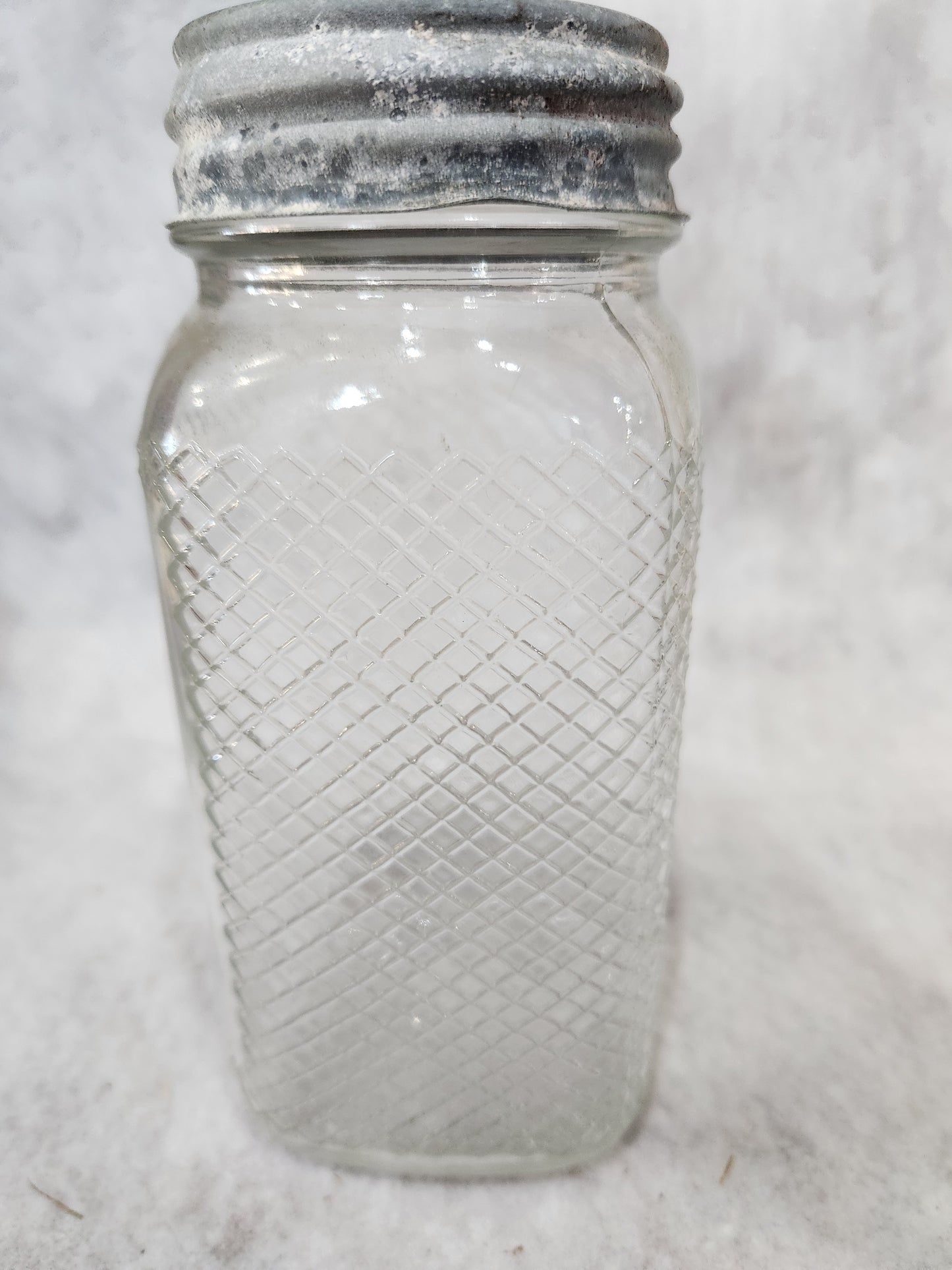 Vintage 1930-1940’s Hazel Atlas Diamond Clear Glass Jar Canister for coffee, tea, sugar jar43