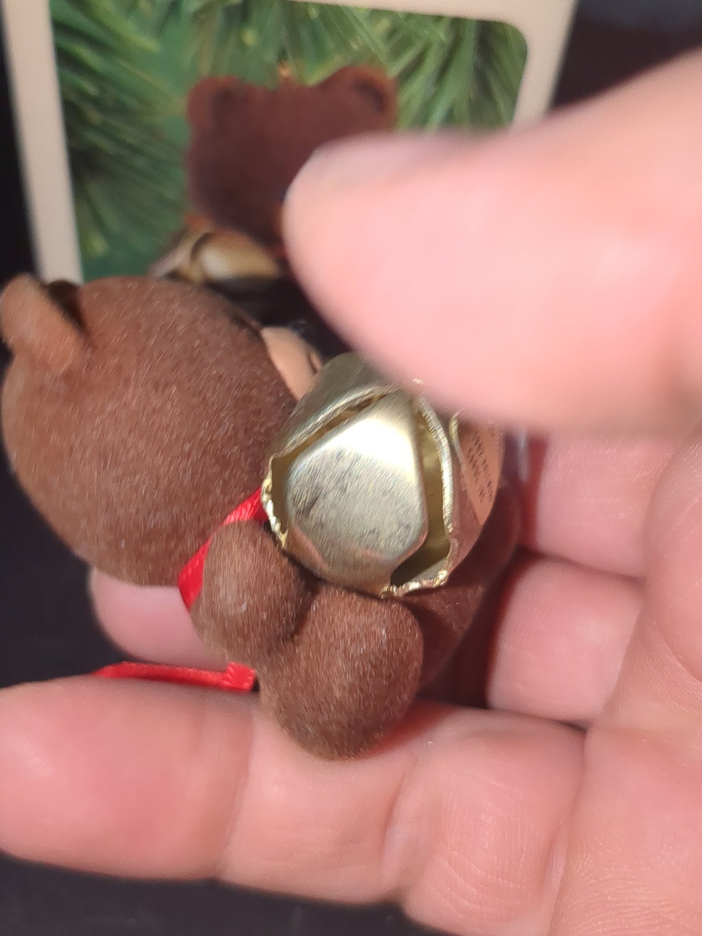 Vintage 1982 Hallmark Jingling Teddy Little Trimmers Bear w/ Bell Keepsake Ornament HO987