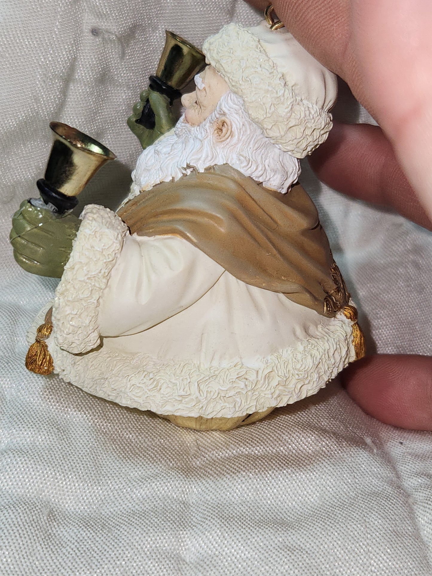 Hallmark Keepsake Ornament 2004 Jolly Old Kris Jingle Cream Gold Bell Ornament