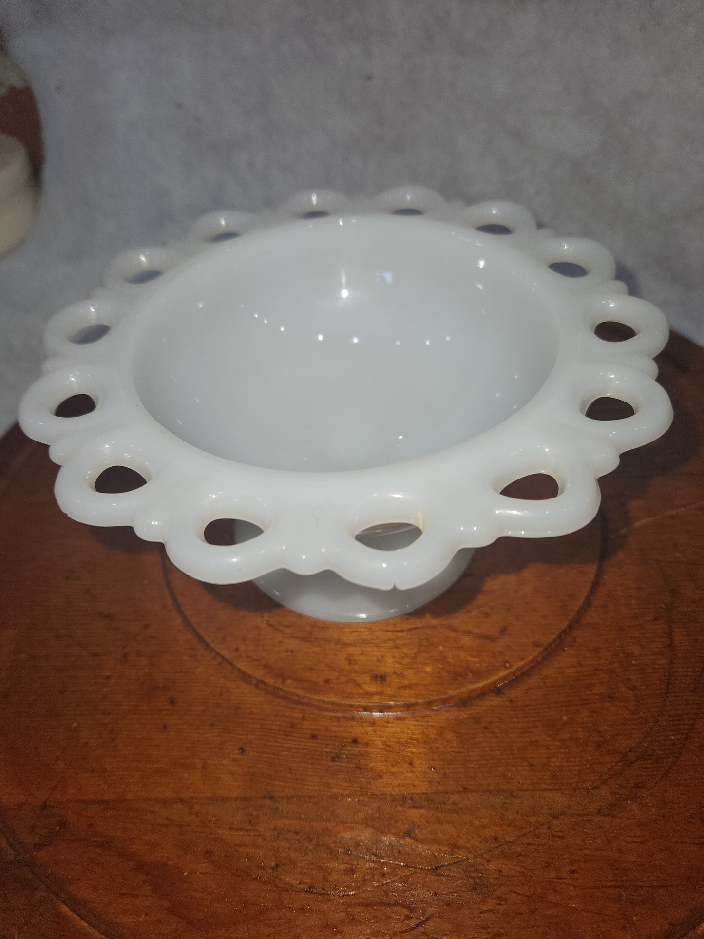 Assemblage Vintage Anchor Hocking Old Colony Lace Edge Milk Glass Pedestal Compote Candy asm8