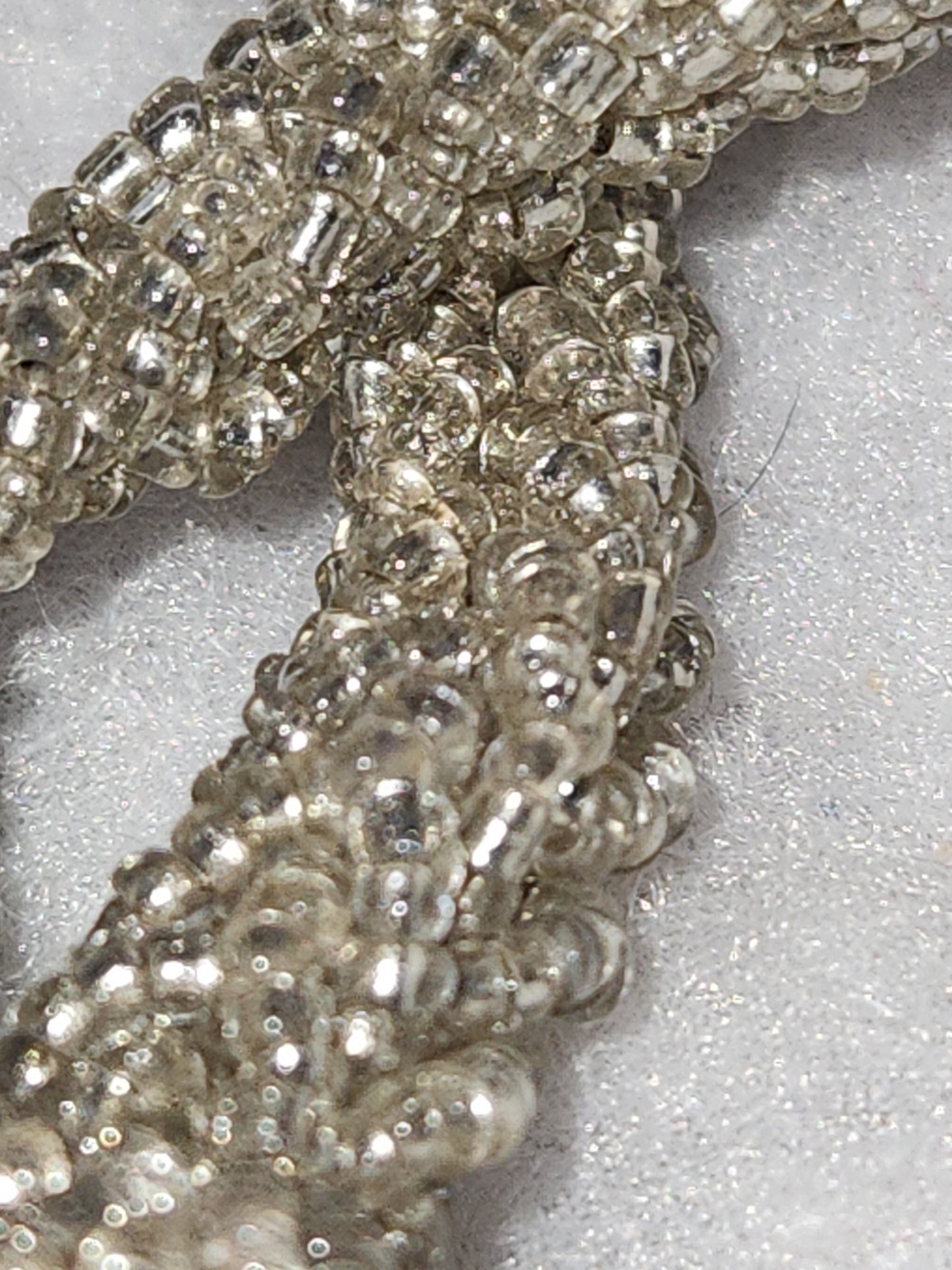 Vintage Beaded Double Tassel tree garland drapery tie back iridescent seed beads gar45