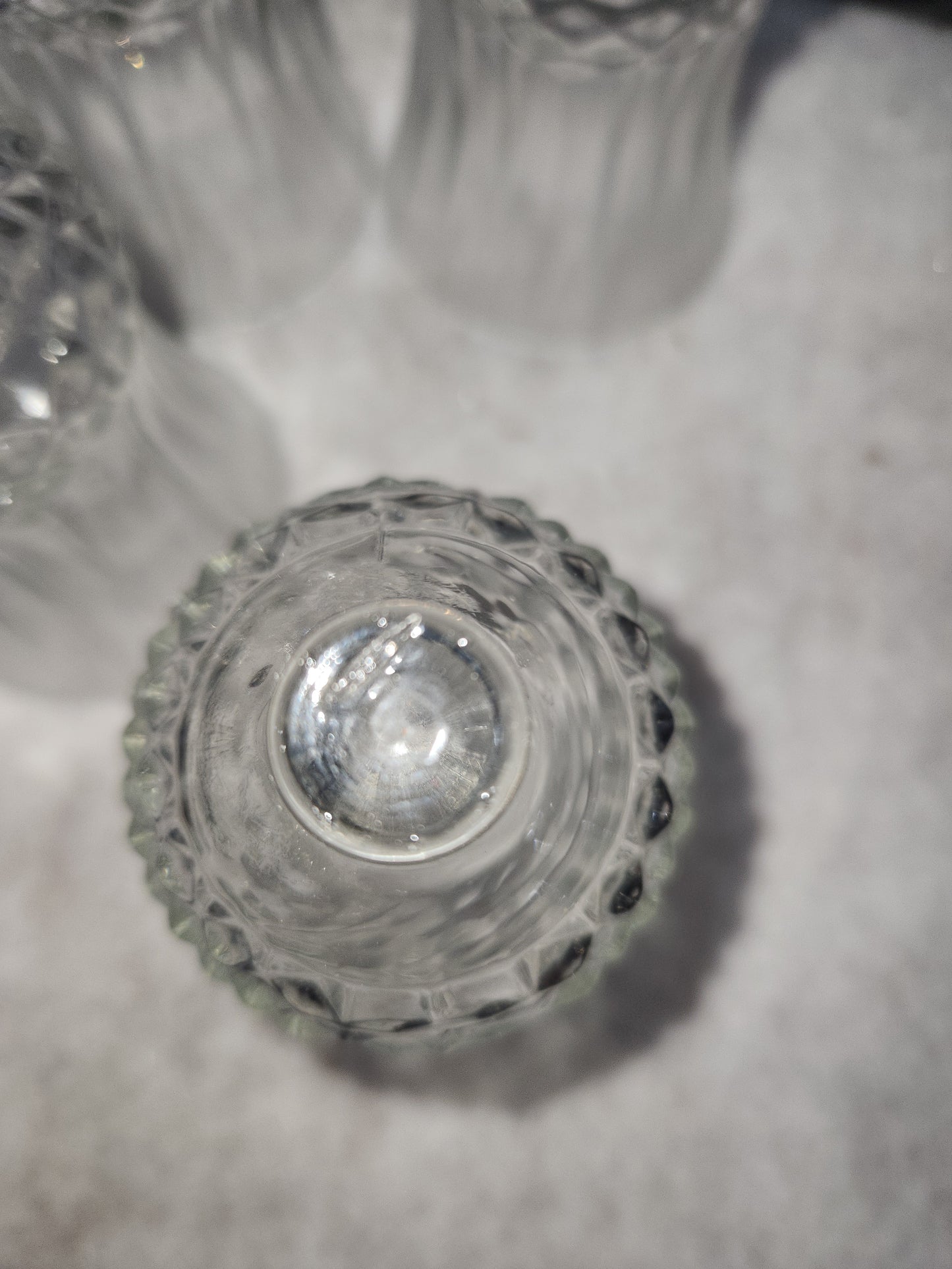 Vintage Home Interiors Diamond Crystal Glass Votive Cup Candle Holder Set of 4