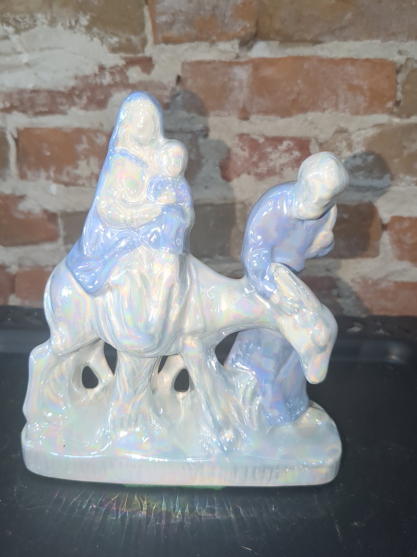Vintage Flight into Egypt nativity figure Joseph Mary Baby Jesus Donkey Porcelain nat89