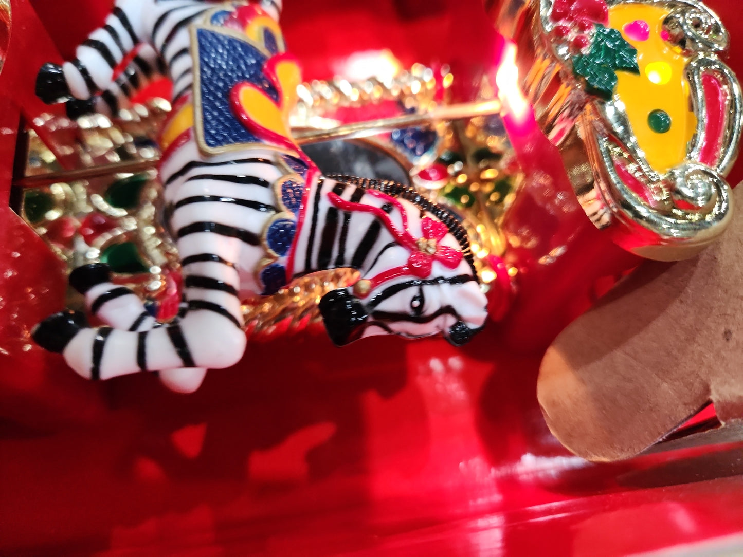 Vintage Mr Christmas Holiday Carousel Ornaments Circa 1874 Circus Animals Lion Zebra car50