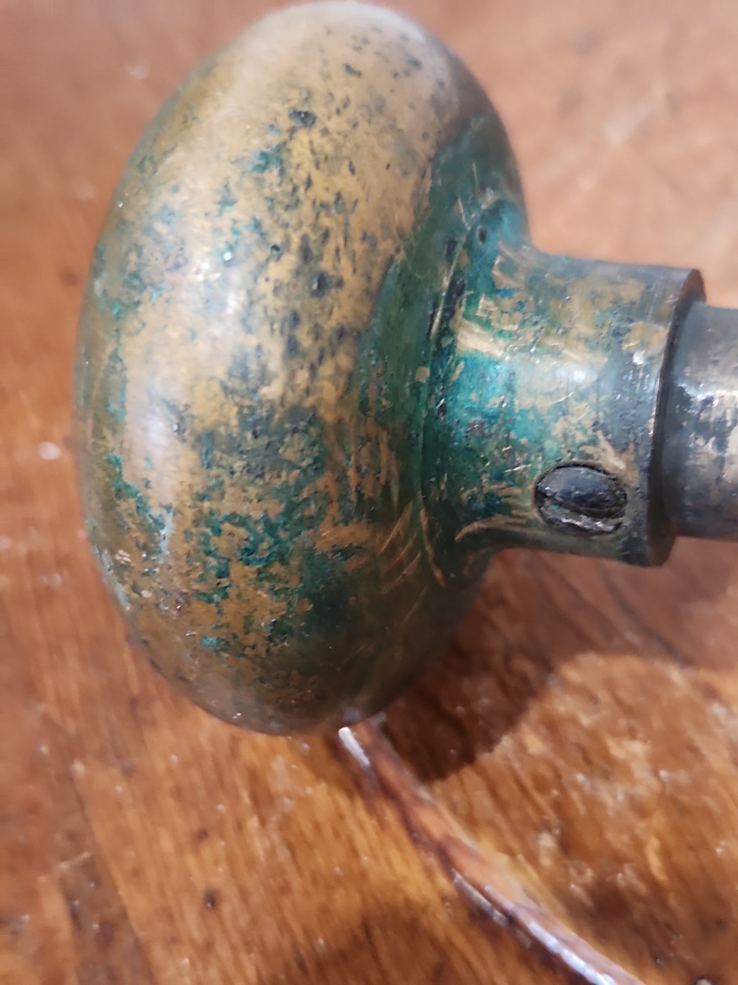 Antique UNMATCHING Glass and Metal Door Knobs attached to a stem kn21
