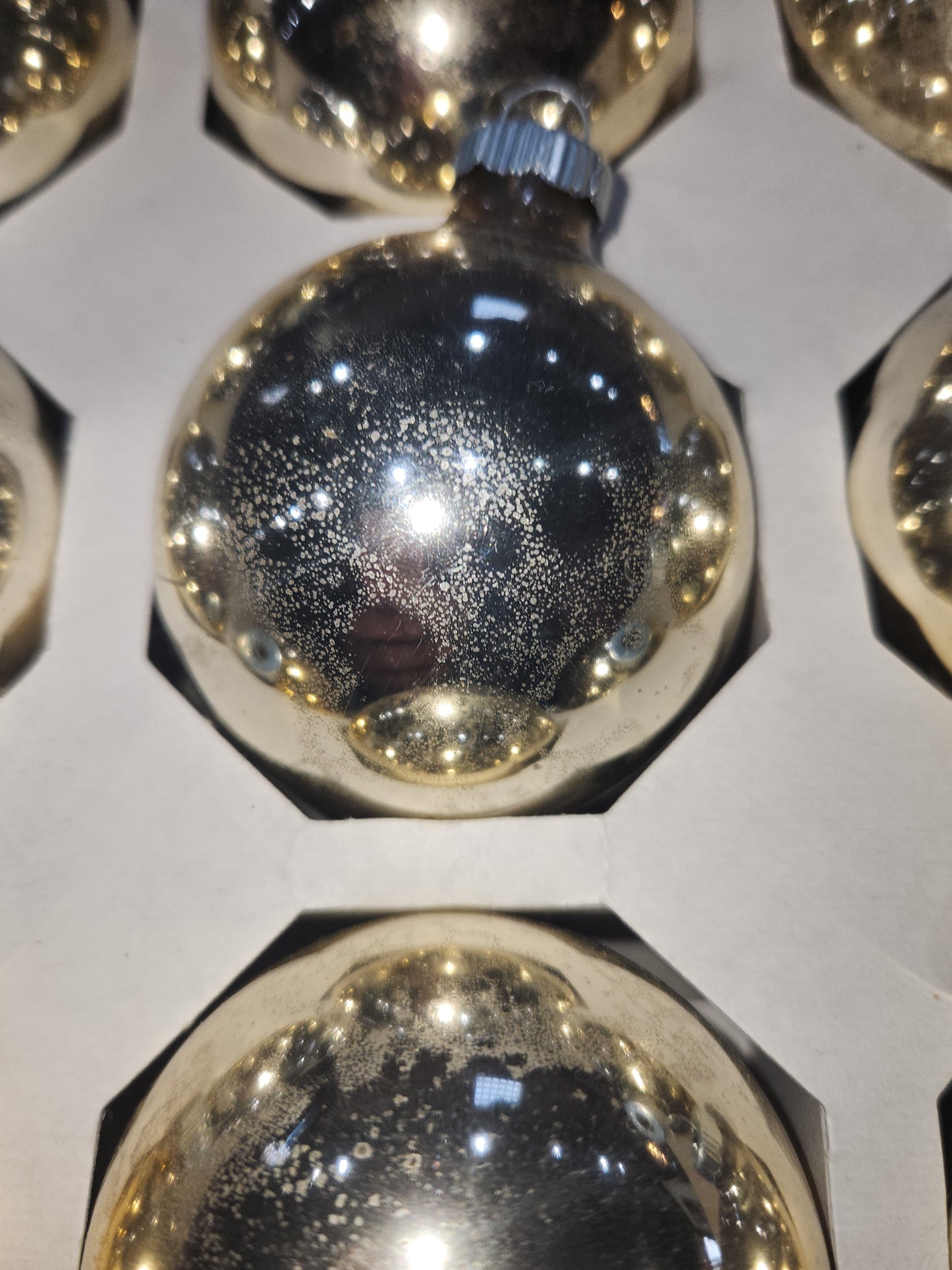 Box of Shiny Brite Brite gold ornament 2 1/2" bo43