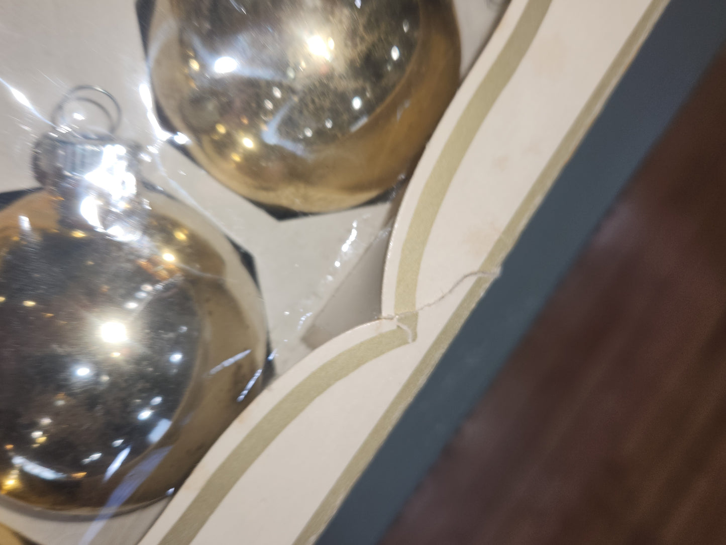 Box of Shiny Brite Brite gold ornament 2 1/2" bo43
