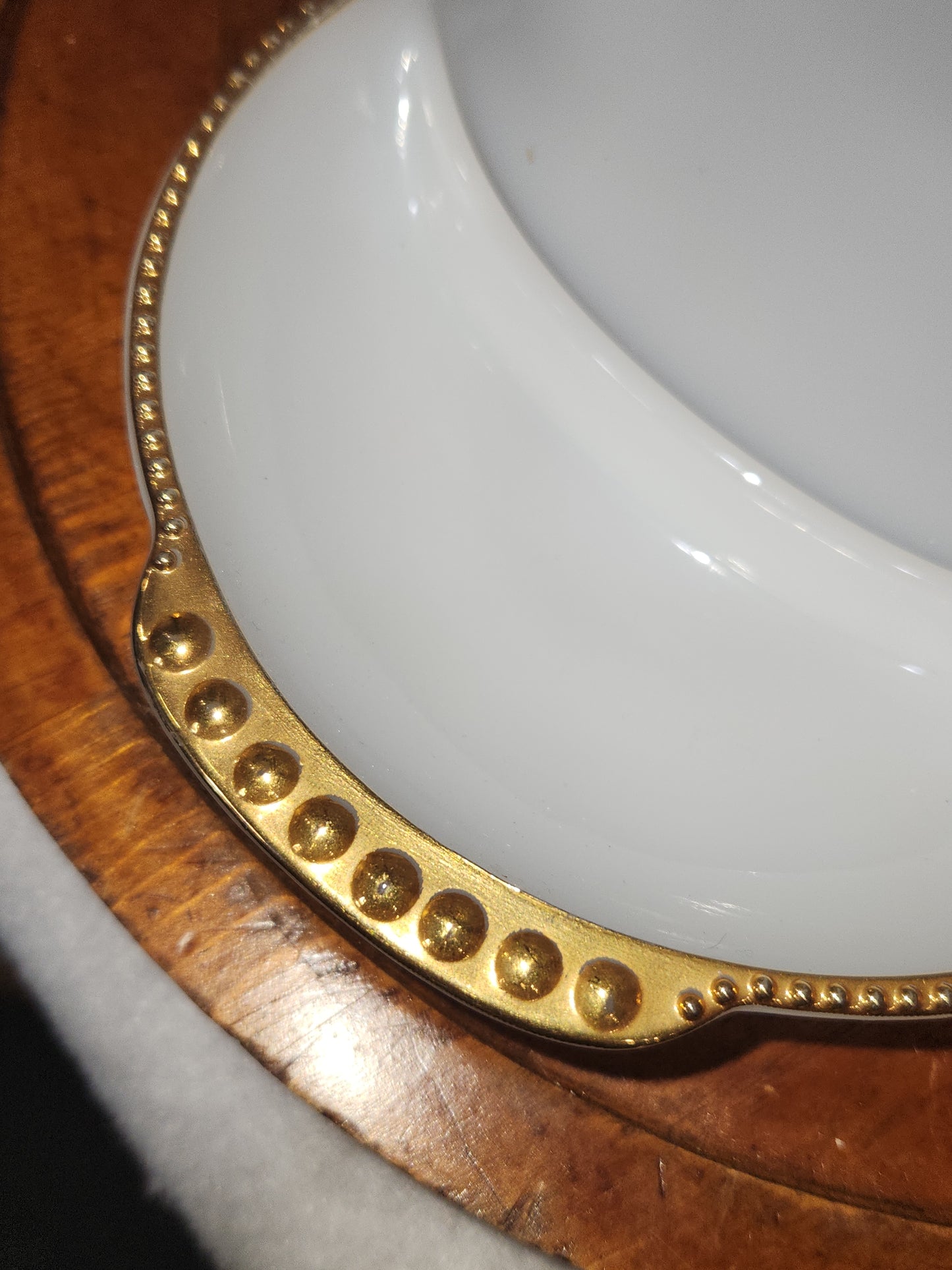 Vintage Fire King Oven Ware Milk Glass tray with 3 sections and gold trim. Mg77