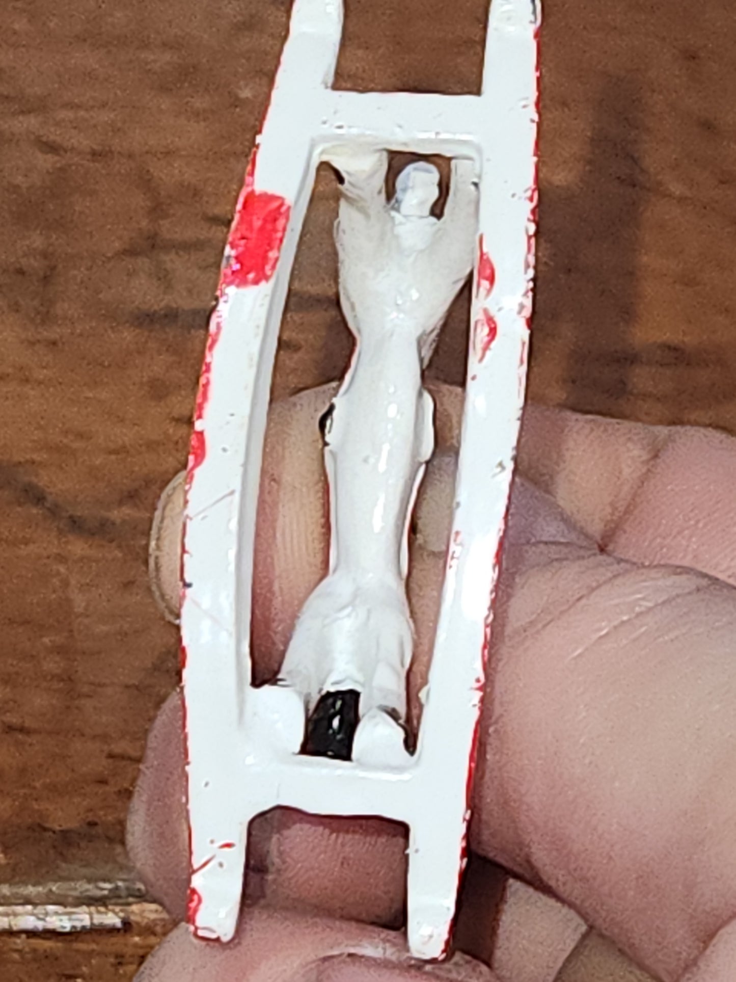 Vintage Cast Lead Tiny, White, Rocking Horse ornament or dollhouse min2