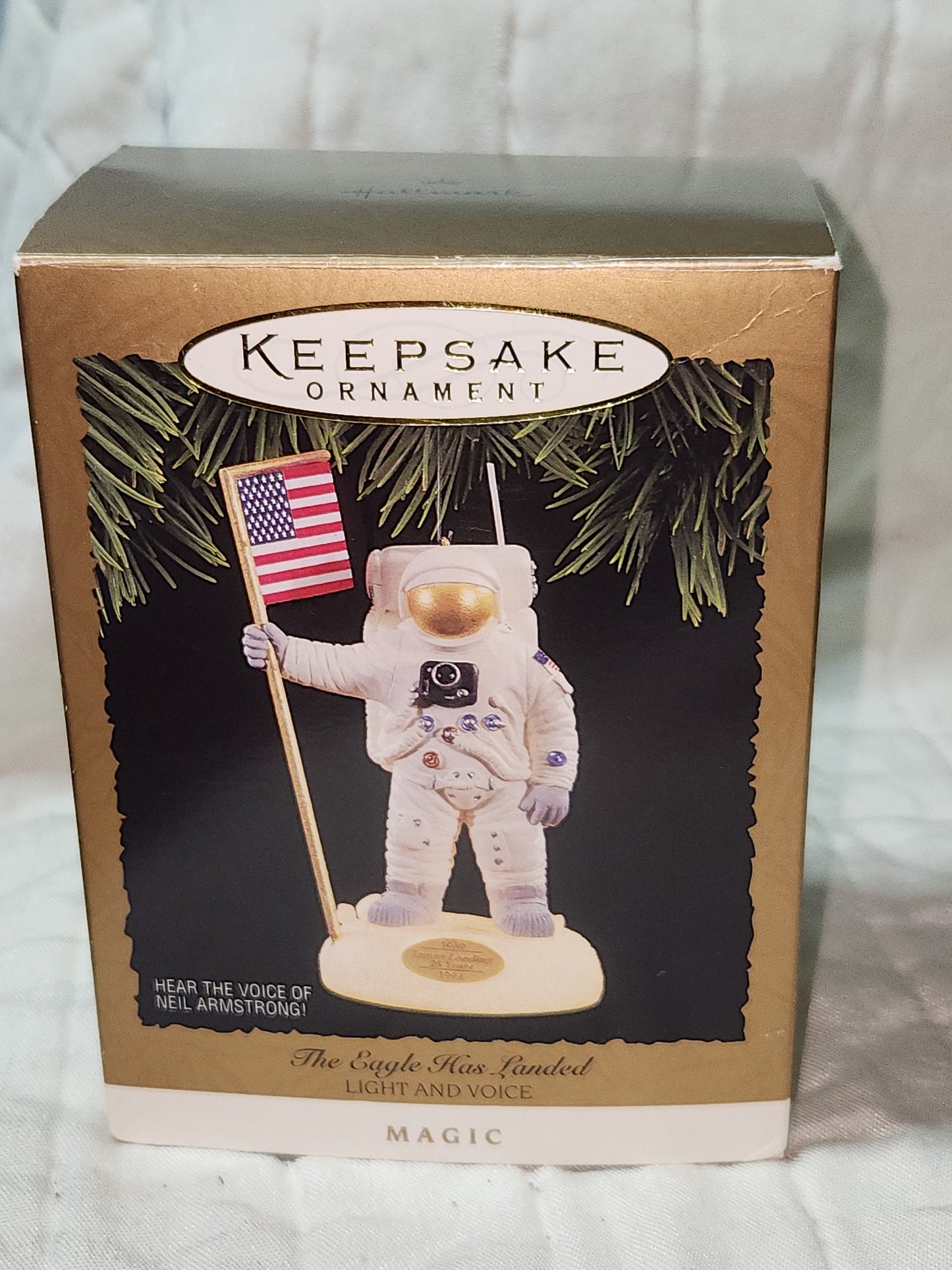 Vintage Hallmark Keepsake Ornament 1994 The Eagle has Landed Lunar Landing 25th Anniversay Light & Sound hls8