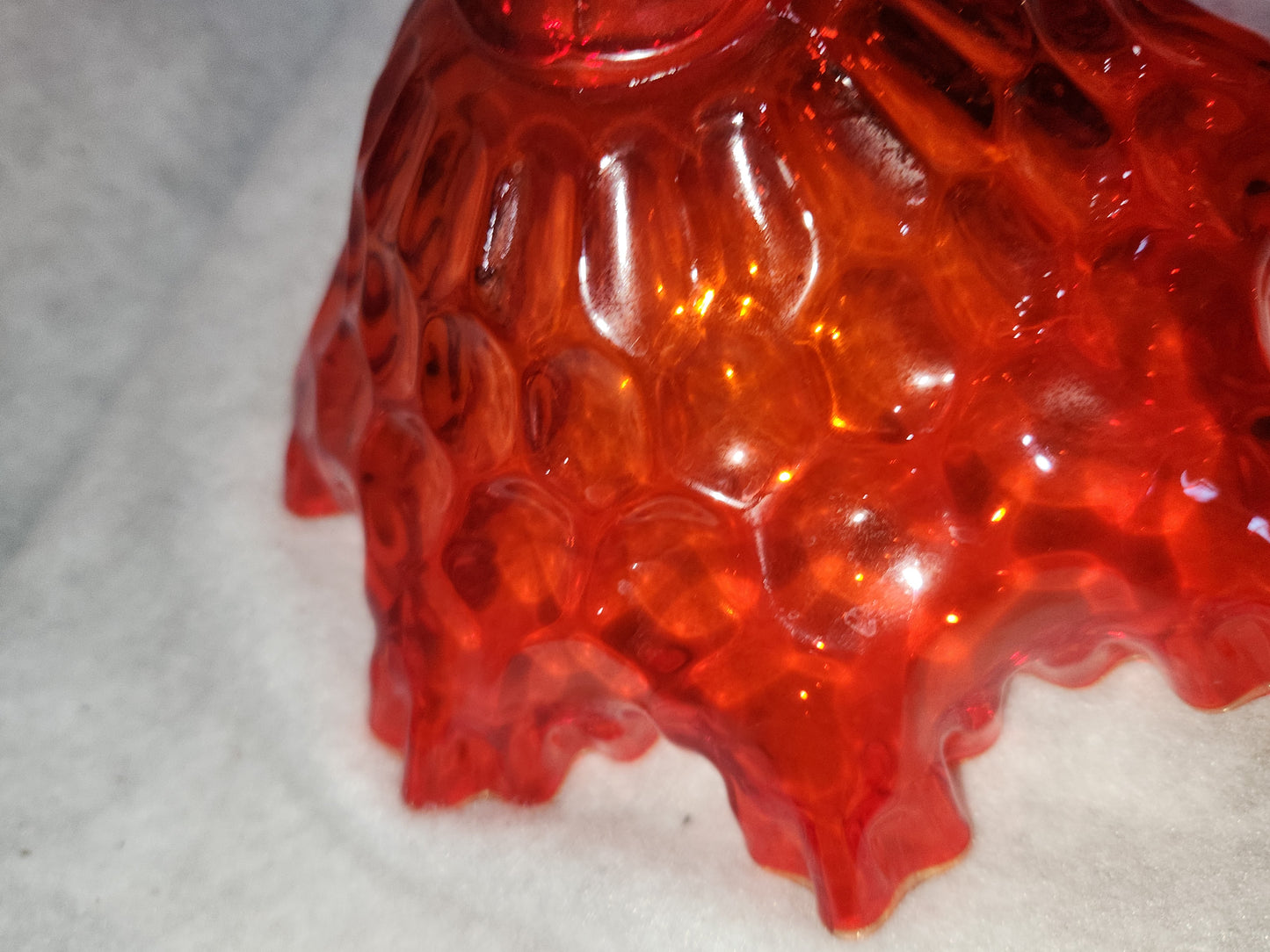 Vintage Fenton Amberina Ruffled Top Large Compote Red Orange to Yellow gla88