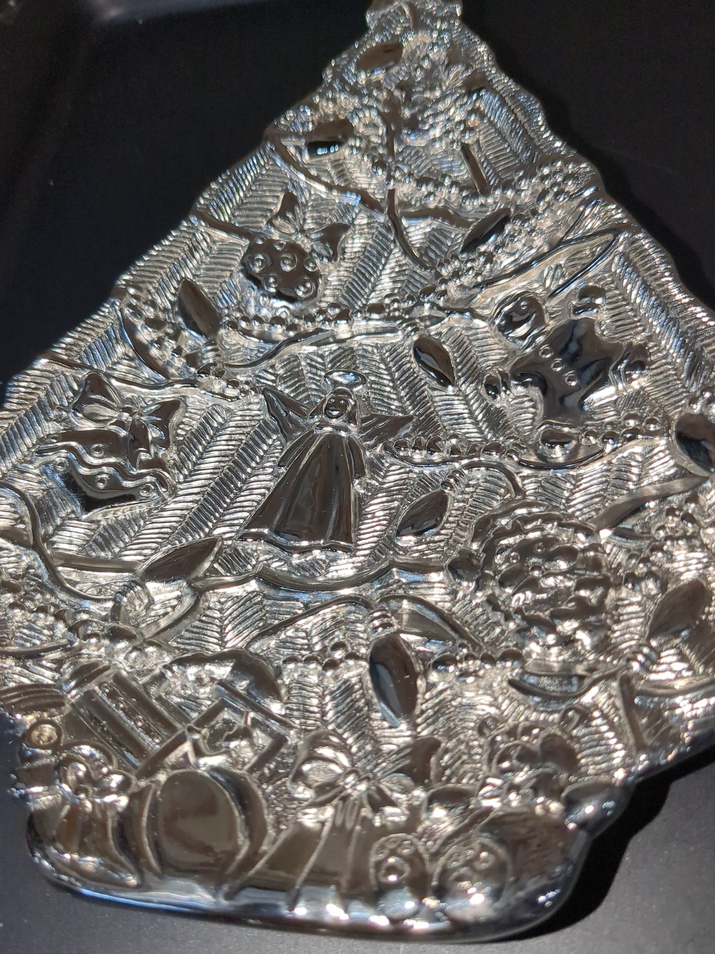 Vintage Gorham Silver Tone Metal Christmas Tree Treat dish