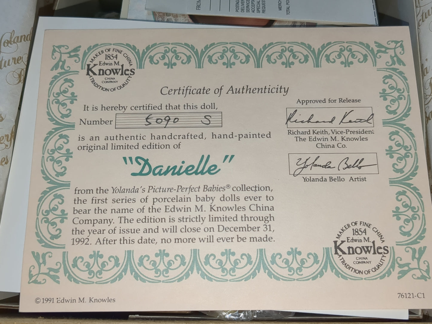 Edwin M. Knowles Yolanda's Picture Perfect Babies Danielle new In Box life-like realistic real baby doll