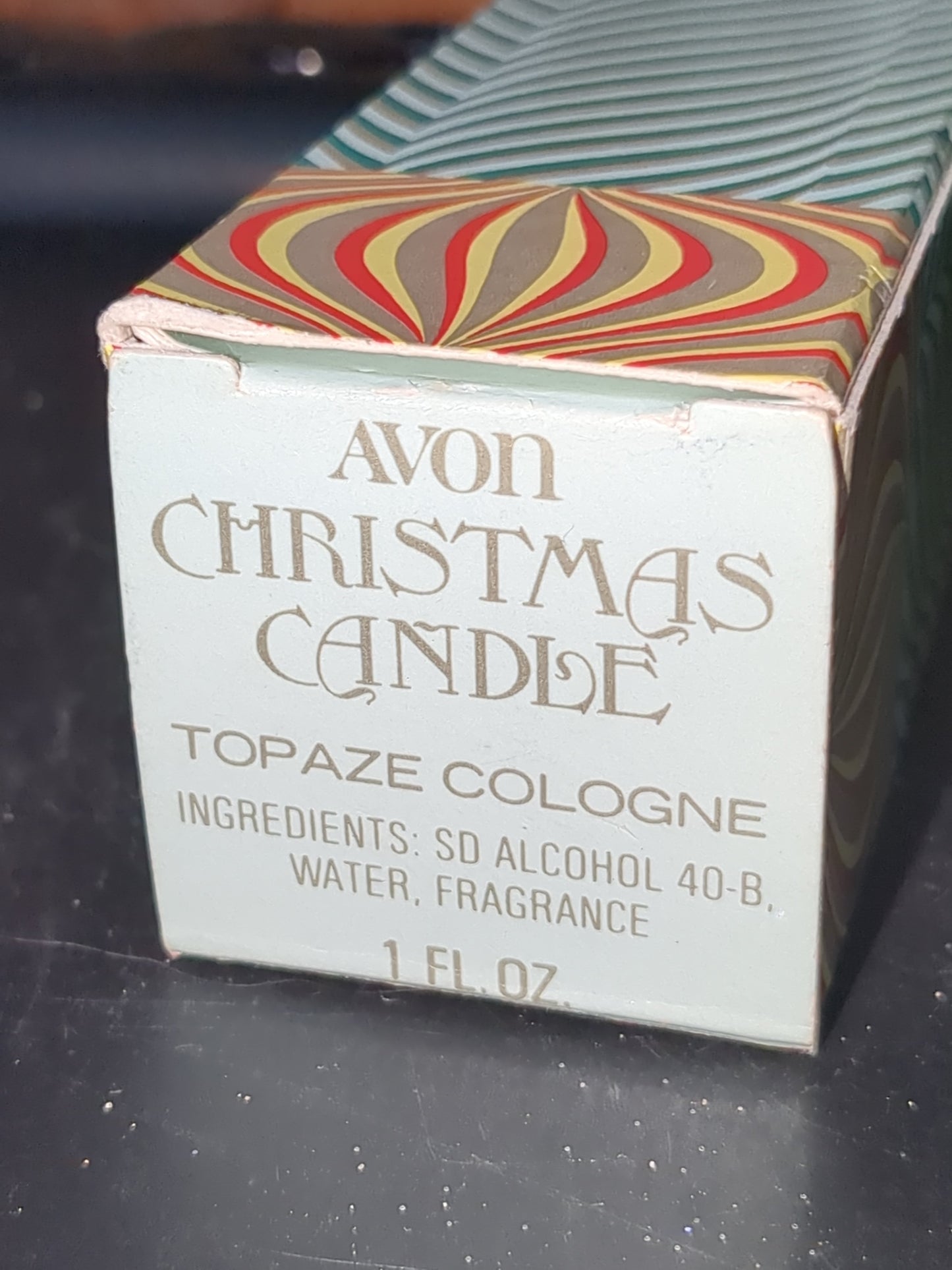 Vintage Avon glass Christmas candle Charisma cologne with Original Box empty av755