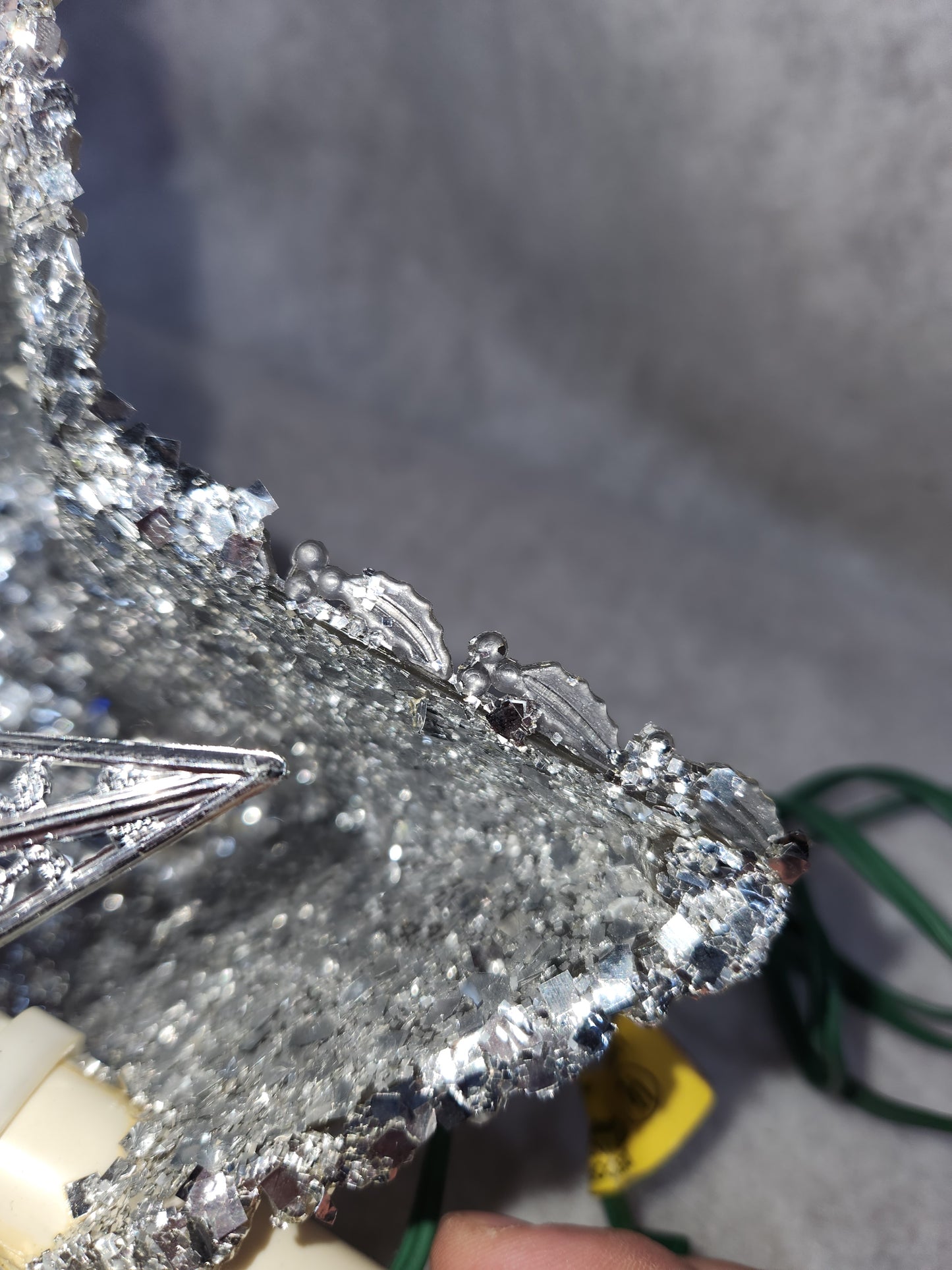 111 Vintage unique plastic star tree topper with reflector foil silver