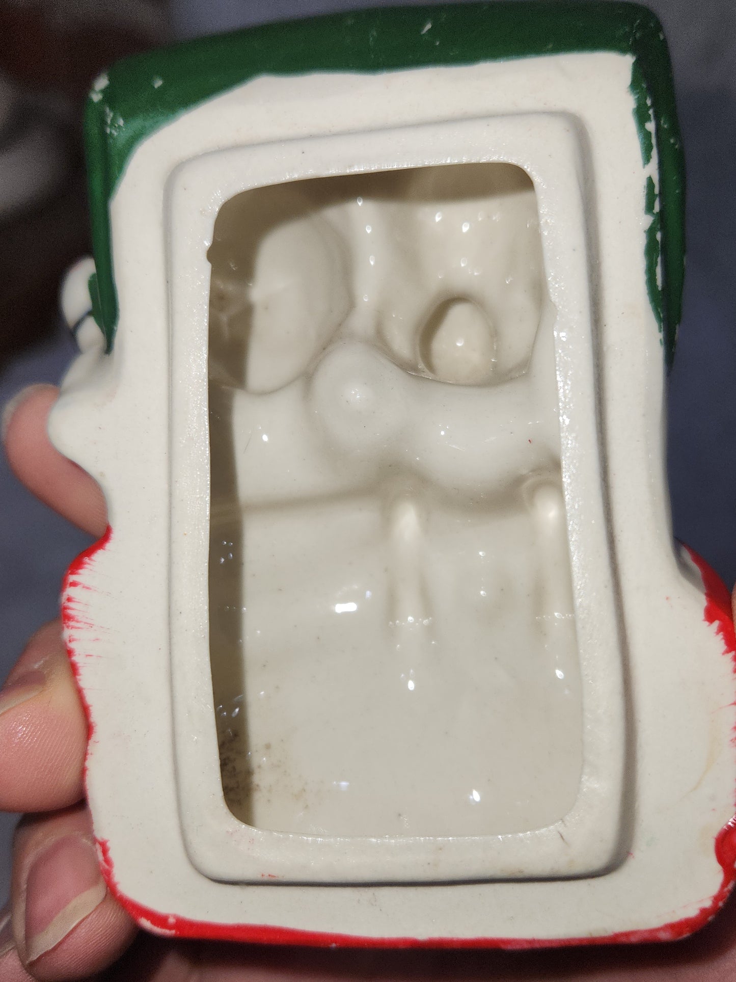 Vintage Kreiss Santa Pulling His Sleigh While his Reindeer are Snoozing inside Sleigh planter candy dish