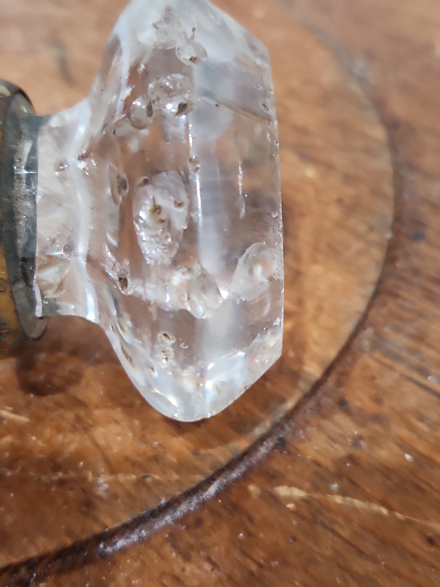 Antique UNMATCHING Glass and Metal Door Knobs attached to a stem kn21