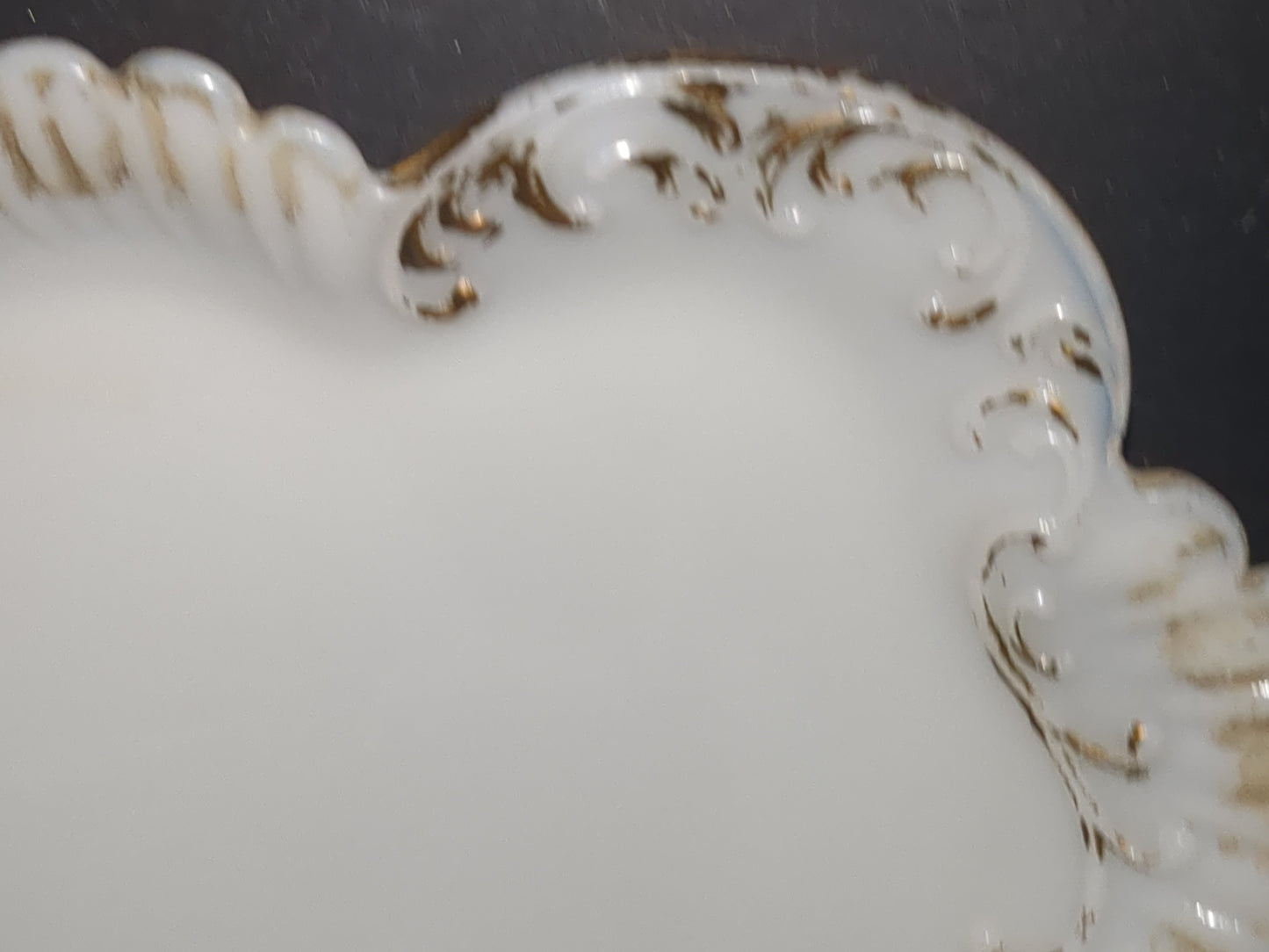 Antique Vanity Milk Glass Tray gold gl887
