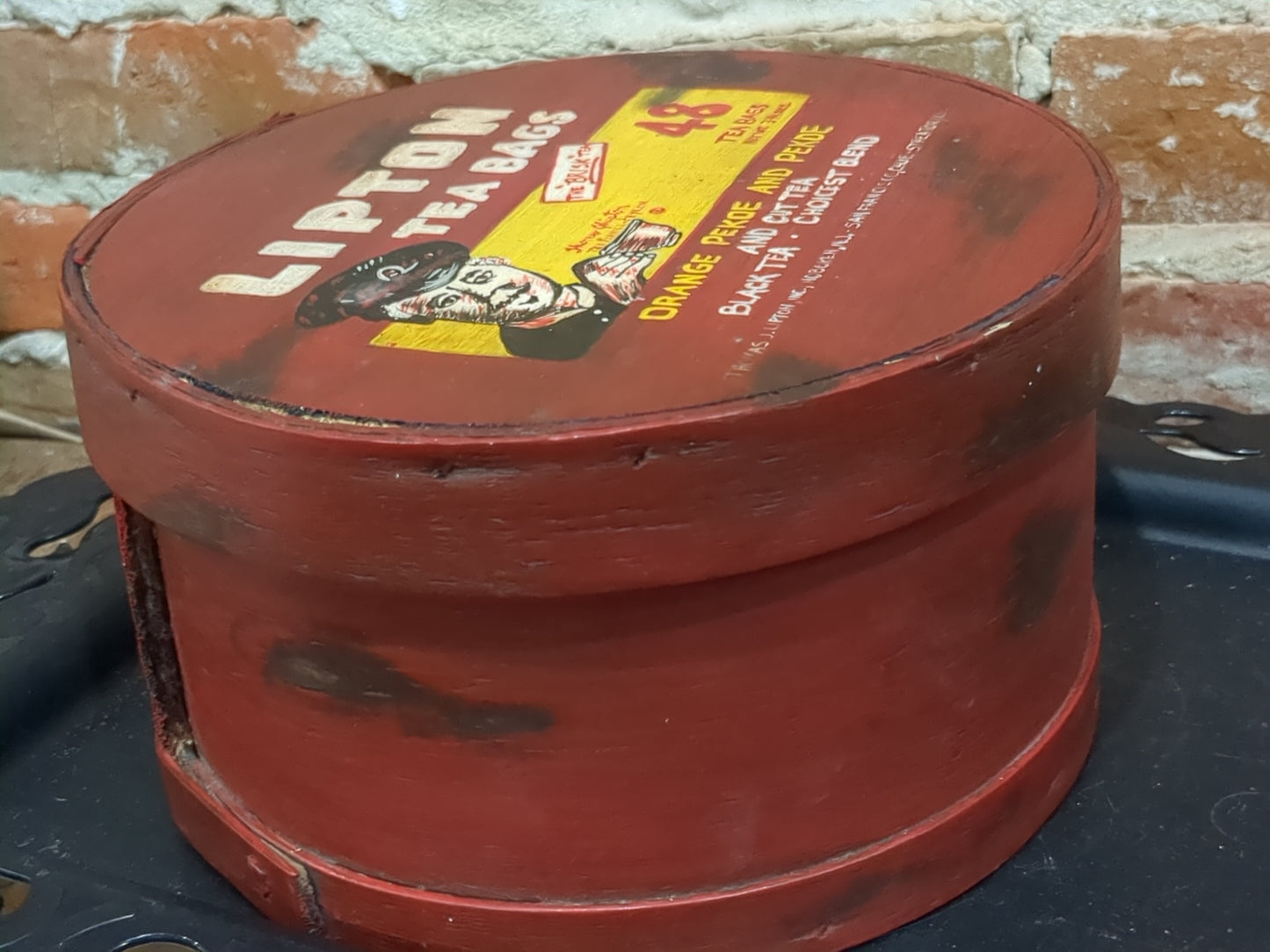 Lipton wooden tea box cheese box hand painted  tin975