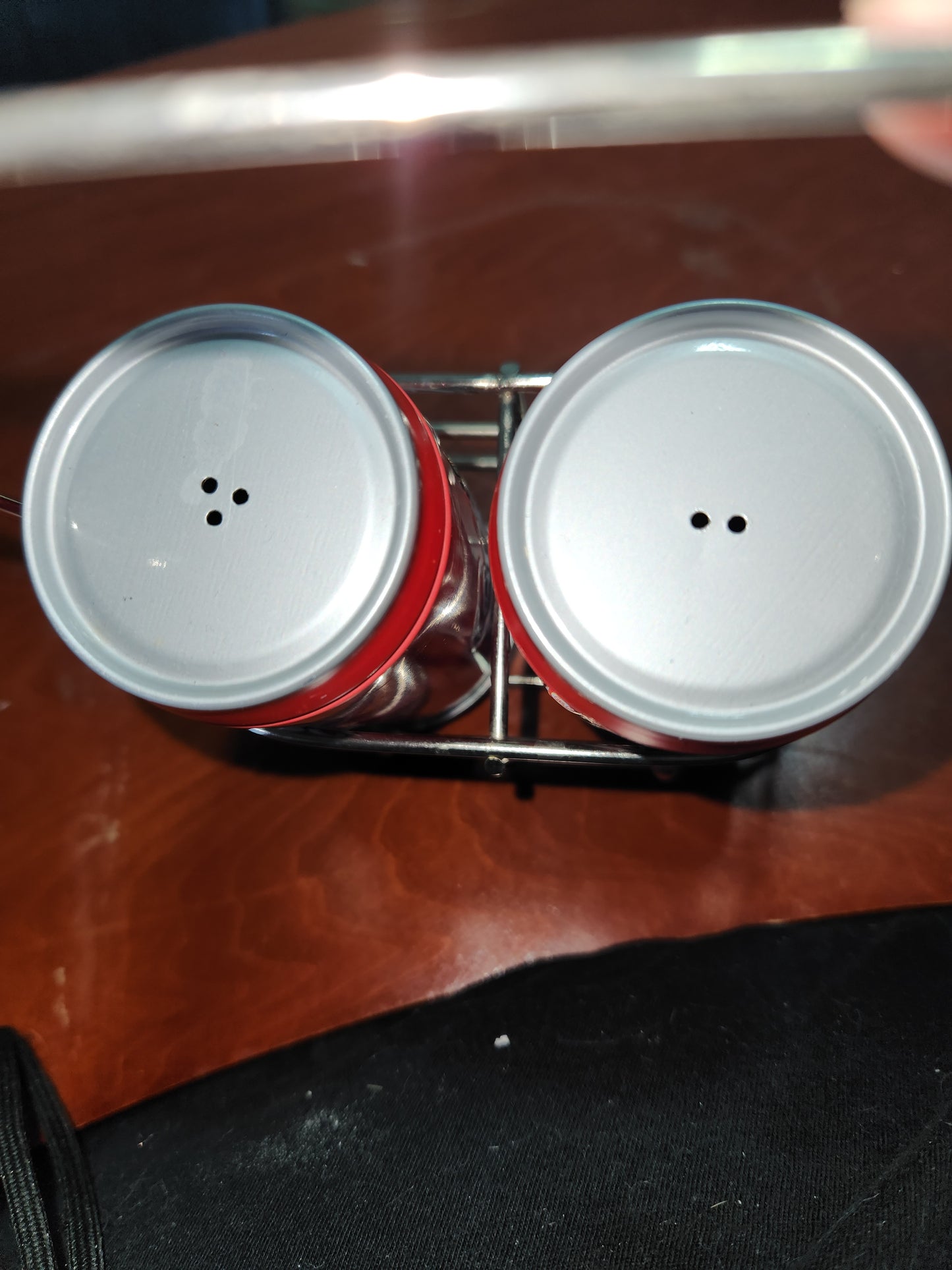 Coca-Cola Coke Collector Metal Can Salt and Pepper Shakers with Caddy Without Box cc109