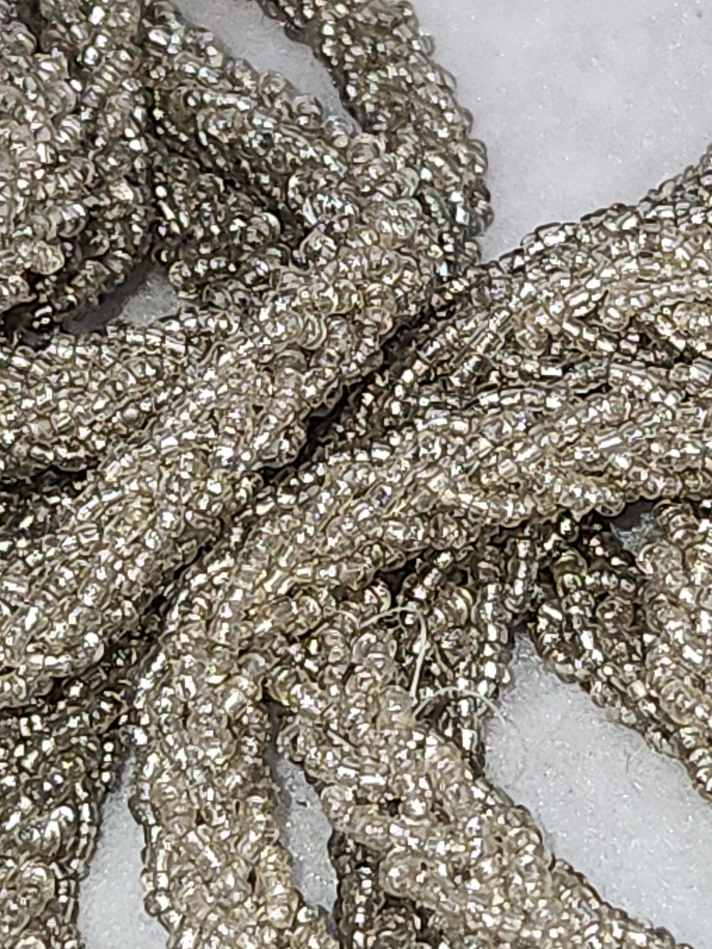 Vintage Beaded Double Tassel tree garland drapery tie back iridescent seed beads gar45