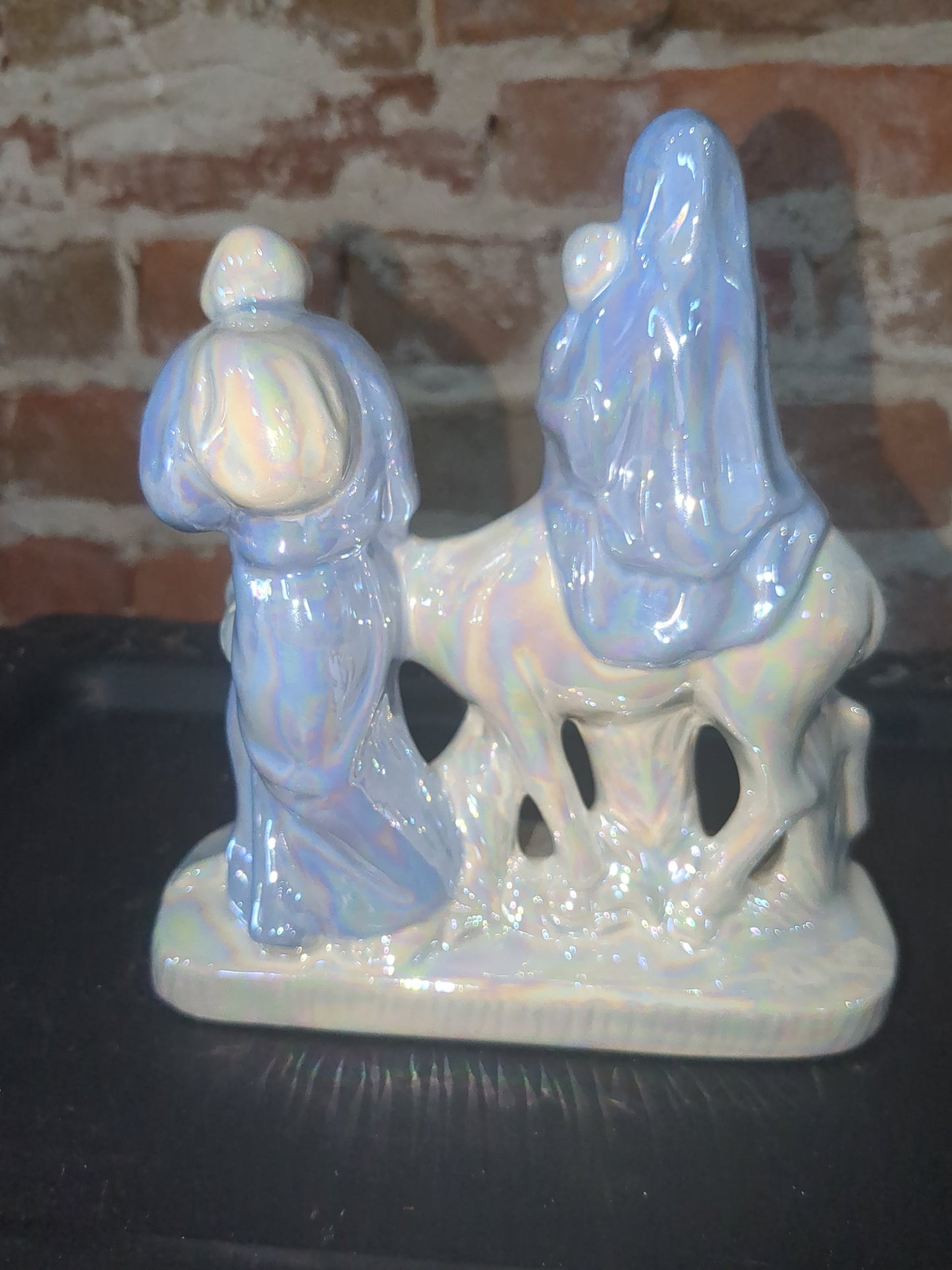 Vintage Flight into Egypt nativity figure Joseph Mary Baby Jesus Donkey Porcelain nat89