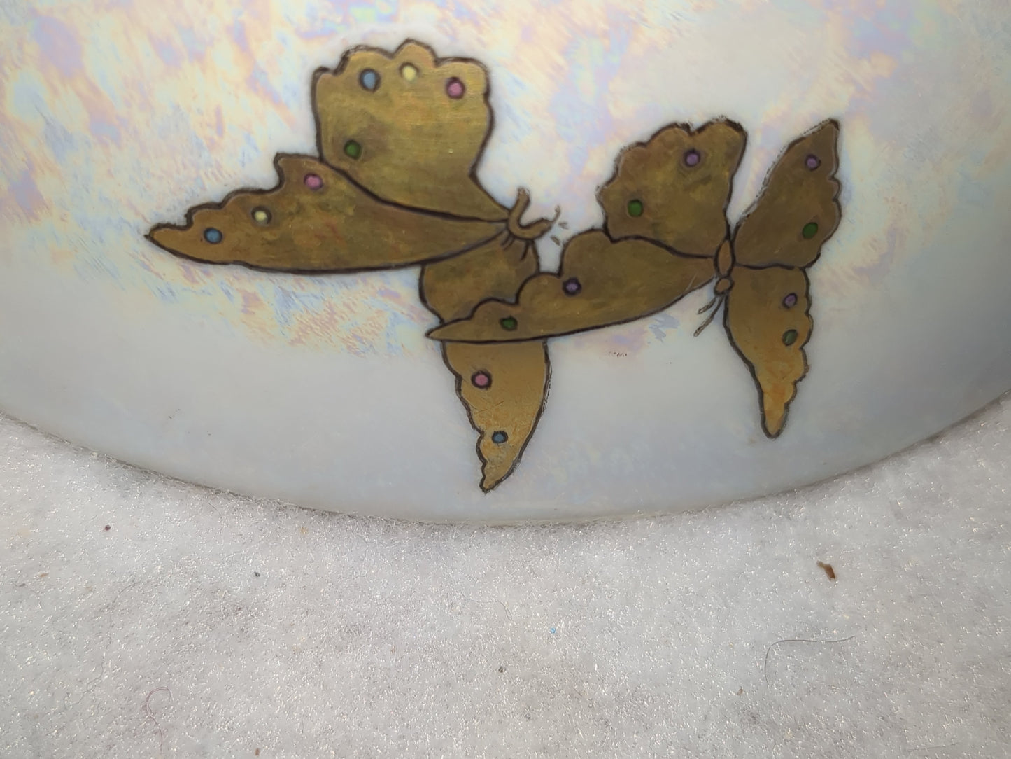 Antique Royal Rudolstadt Prussia iridescent gold trimmed gold butterfly gold footed bowl bwl54